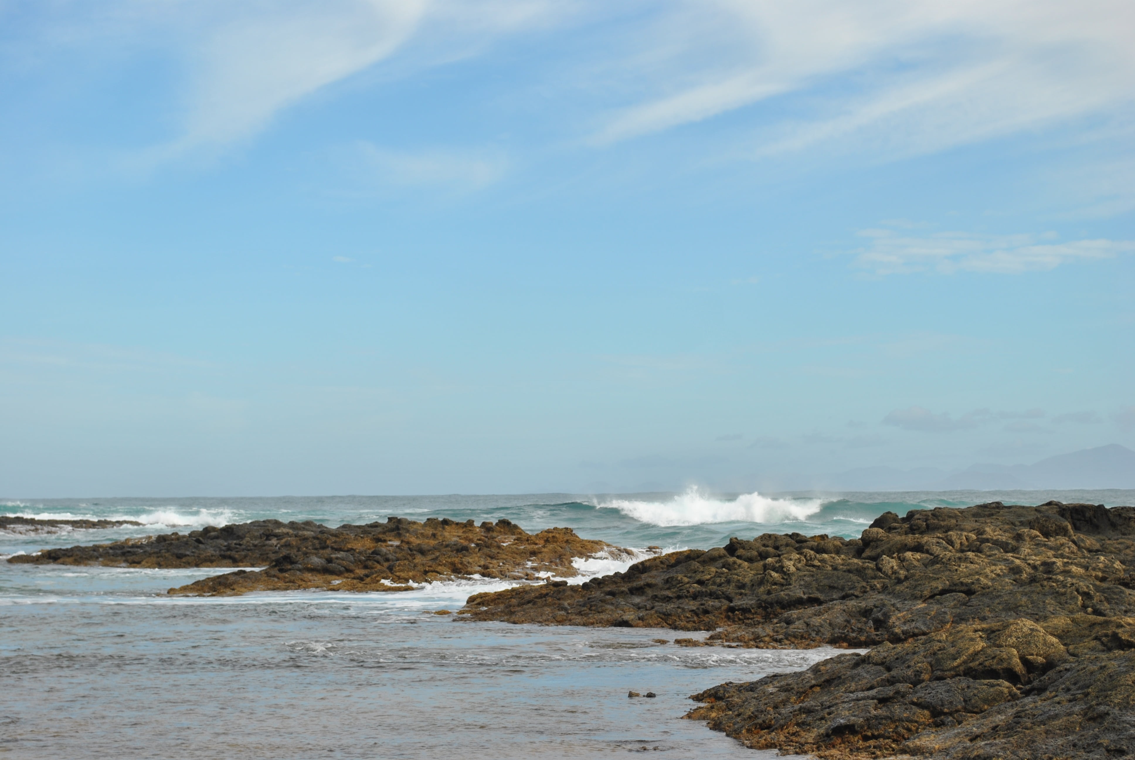 day, sky, atlantic, wave, water, motion, beauty in nature, power, rock - object, power in nature, outdoors, scenics - nature, feet in the water, horizon over water, HD Wallpaper