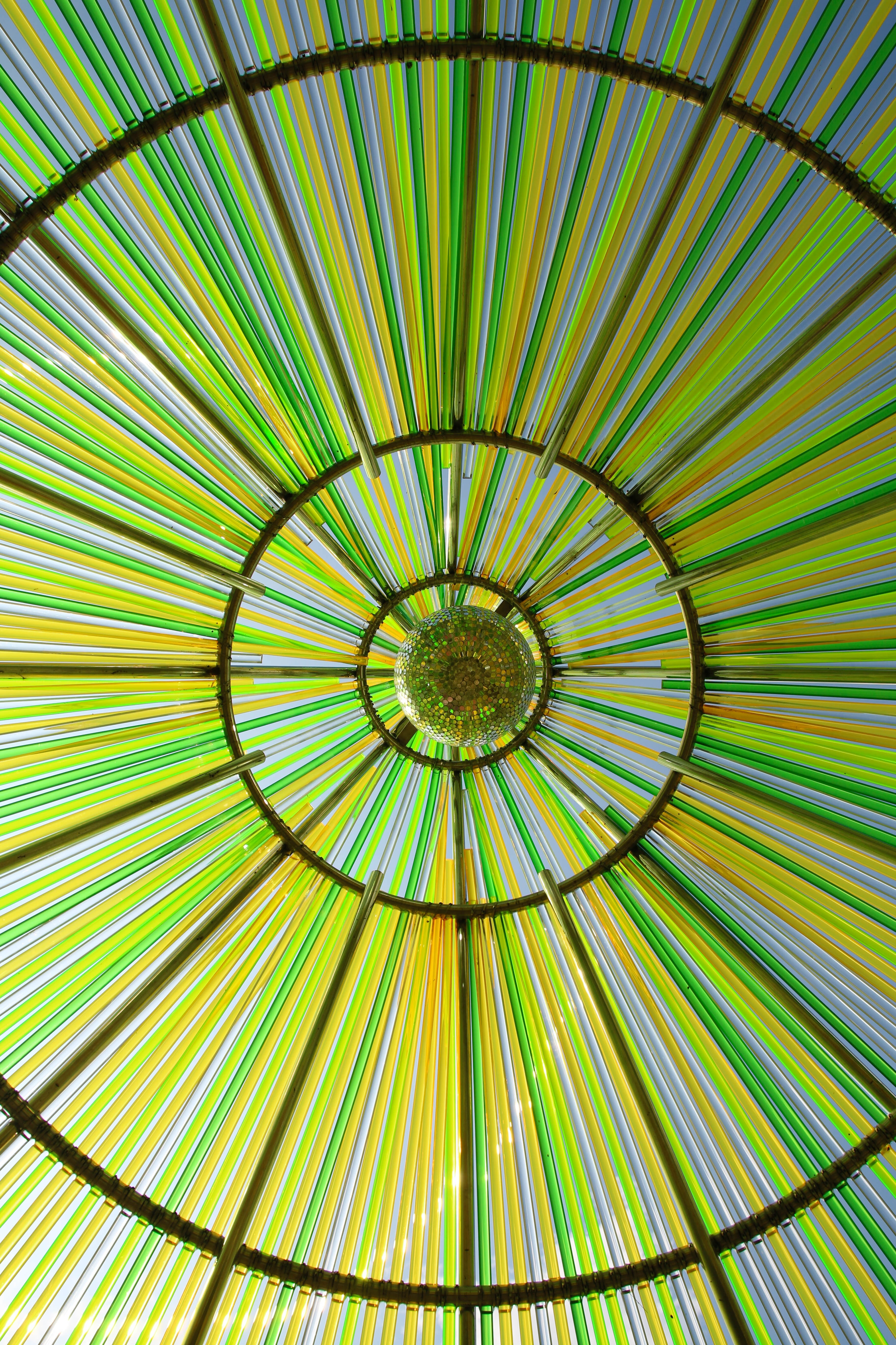 multi colored, center, directly below, geometric shape, 5K, no people, close-up, construction, circle, concentric, convergence, outdoors, pipe, pattern, Phone HD Wallpaper