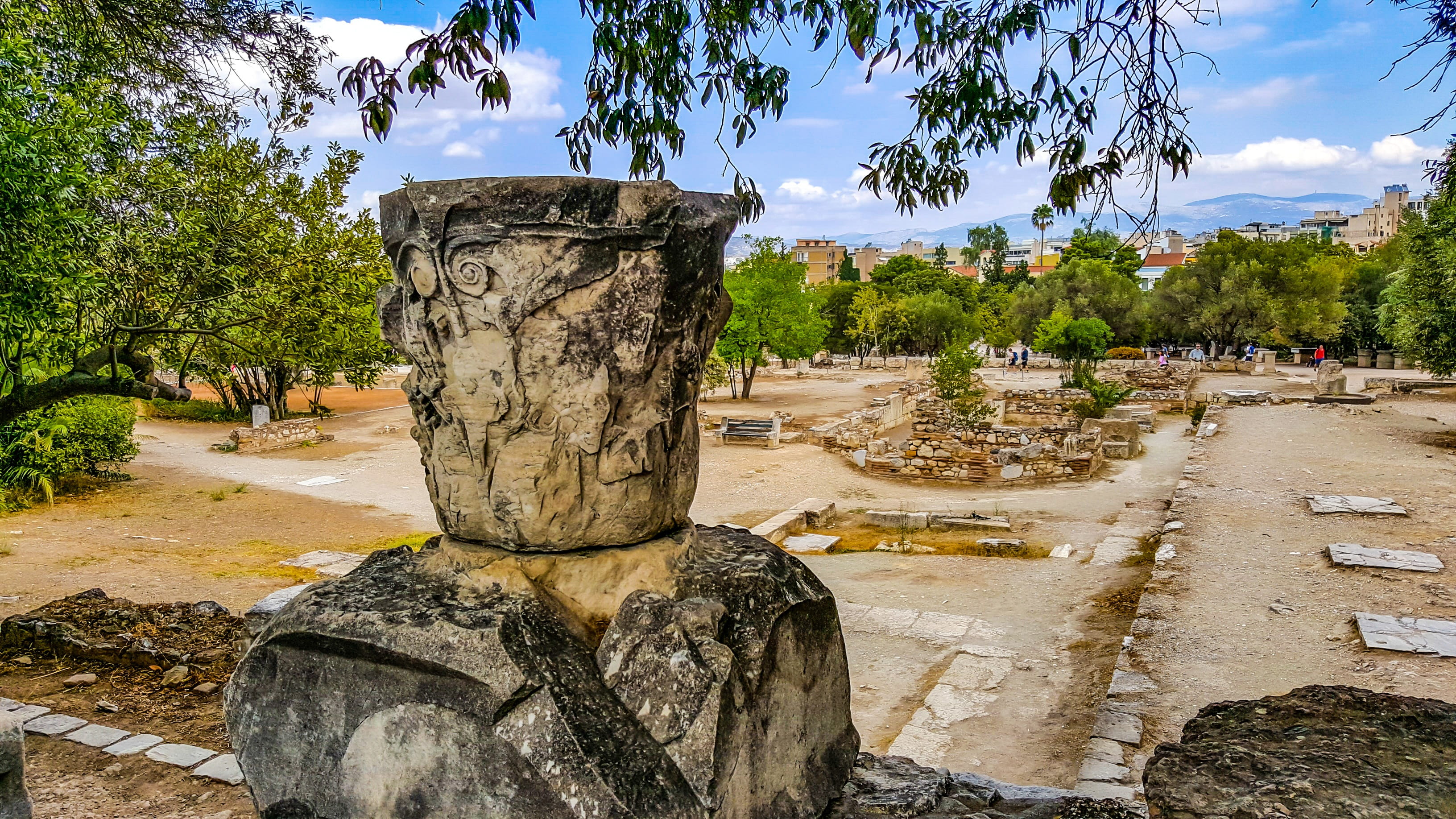 marble, sky, Urn, ancient civilization, tree, travel, ruins, the past, ruined, plant, nature, outdoors, day, art and craft, historic, athenian, tourism, HD Wallpaper