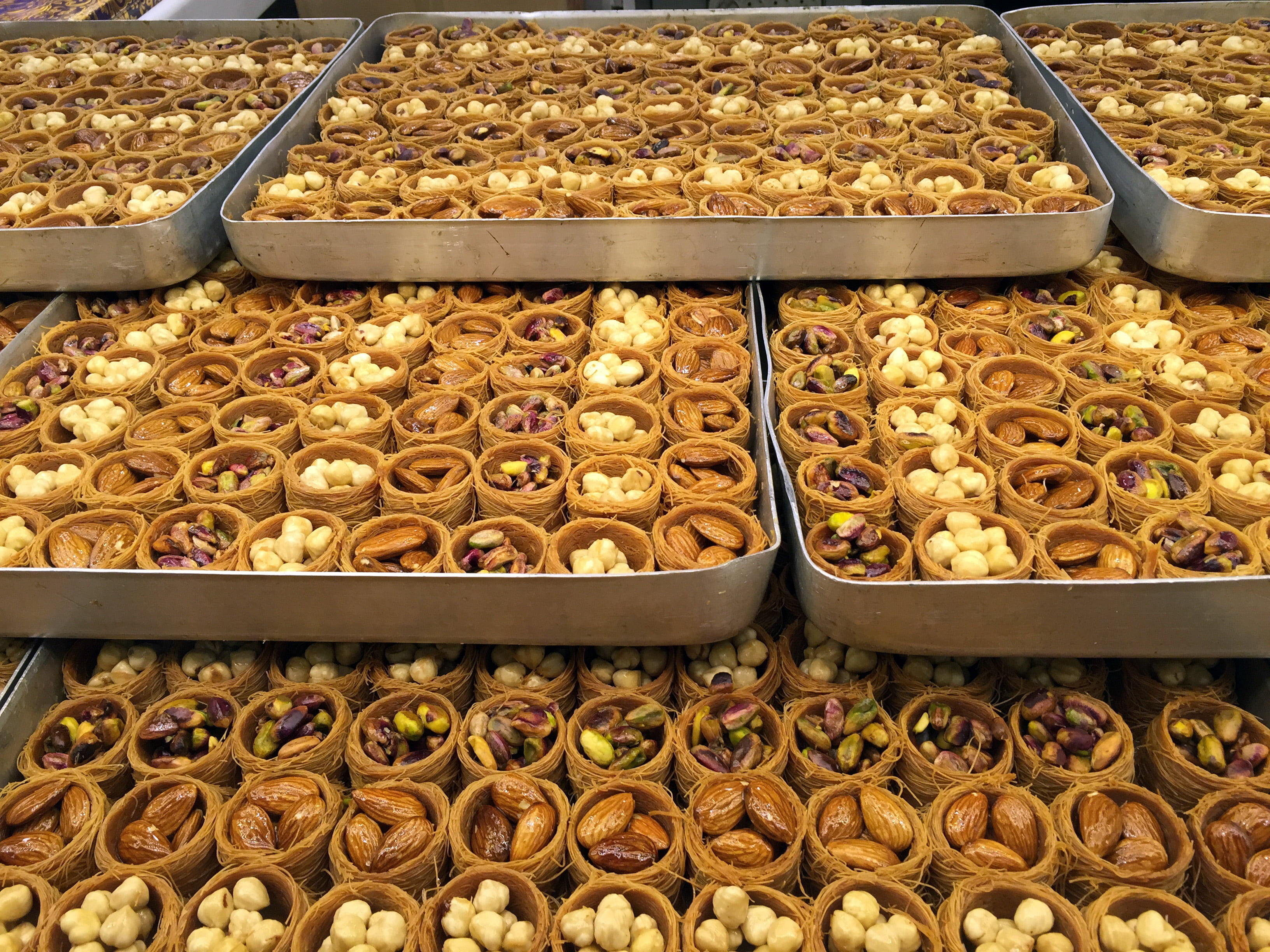 indulgence, trays, delicious, 2K, retail, baklava, abundance, eastern, indoors, food and drink, sweet food, traditional, in a row, seeds, high angle view, HD Wallpaper