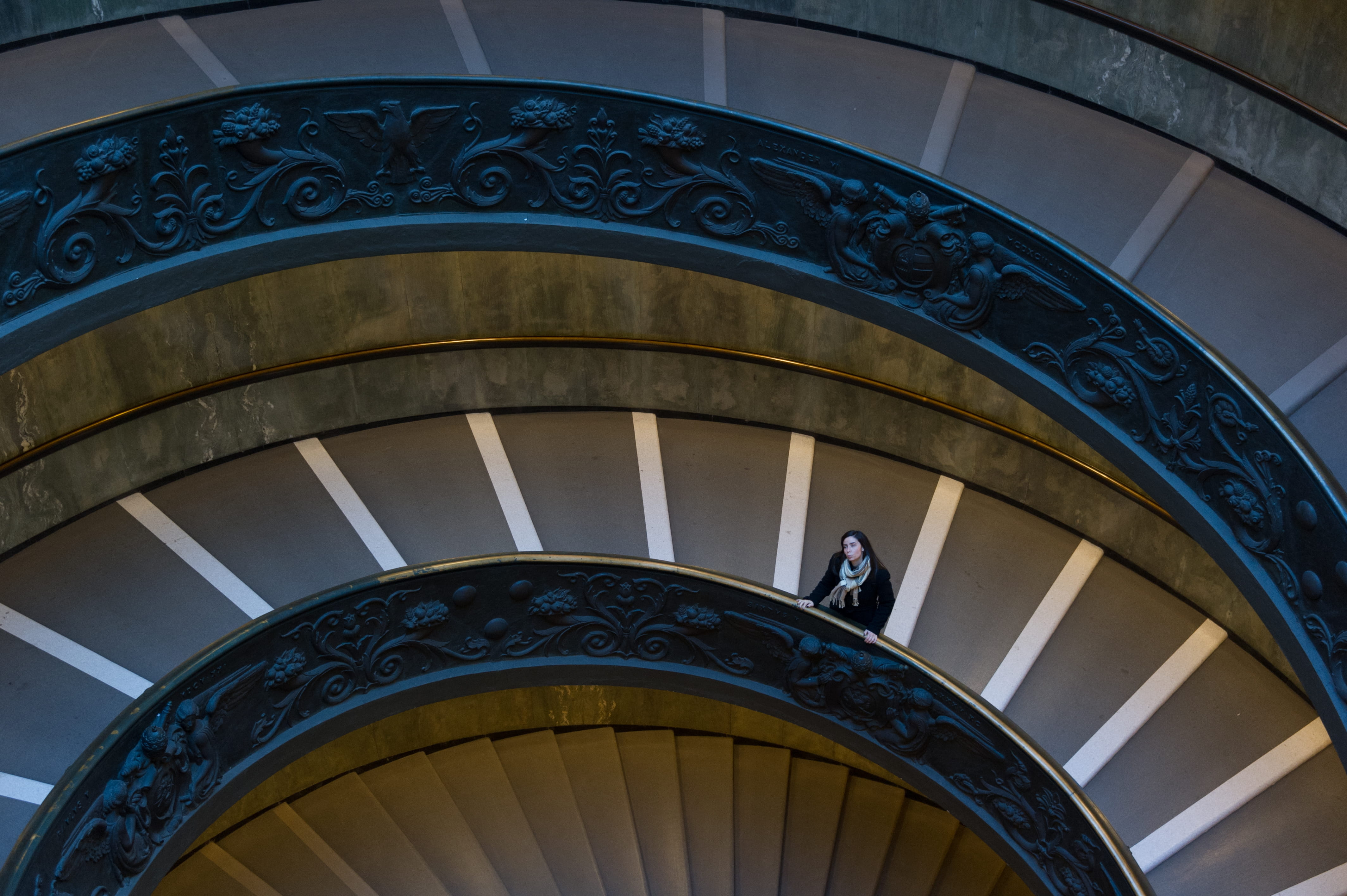 built structure, line, vatican city, spiral, tourist, steps and staircases, railing, spiral staircase, exhausted, tired, lifestyles, curf, i want to go home, HD Wallpaper