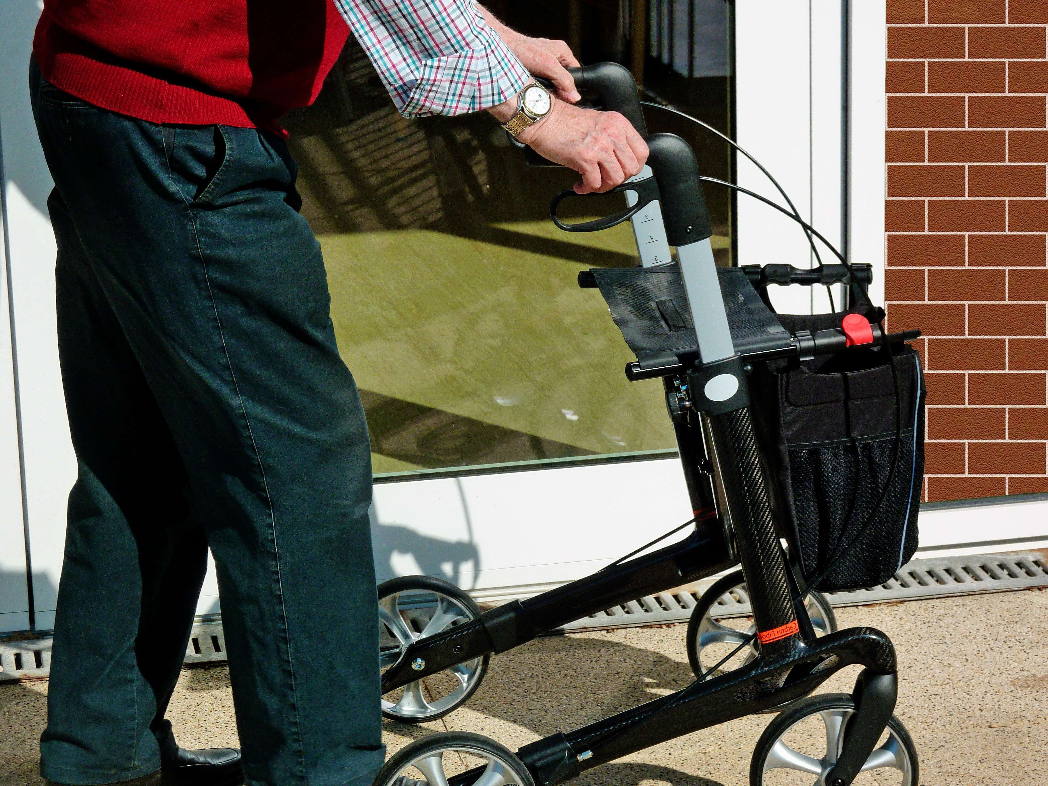 pensioners, ill, holding, one person, rollator, building exterior, 2K, architecture, care, outdoors, slowly, retirement, care insurance, working, real people, HD Wallpaper