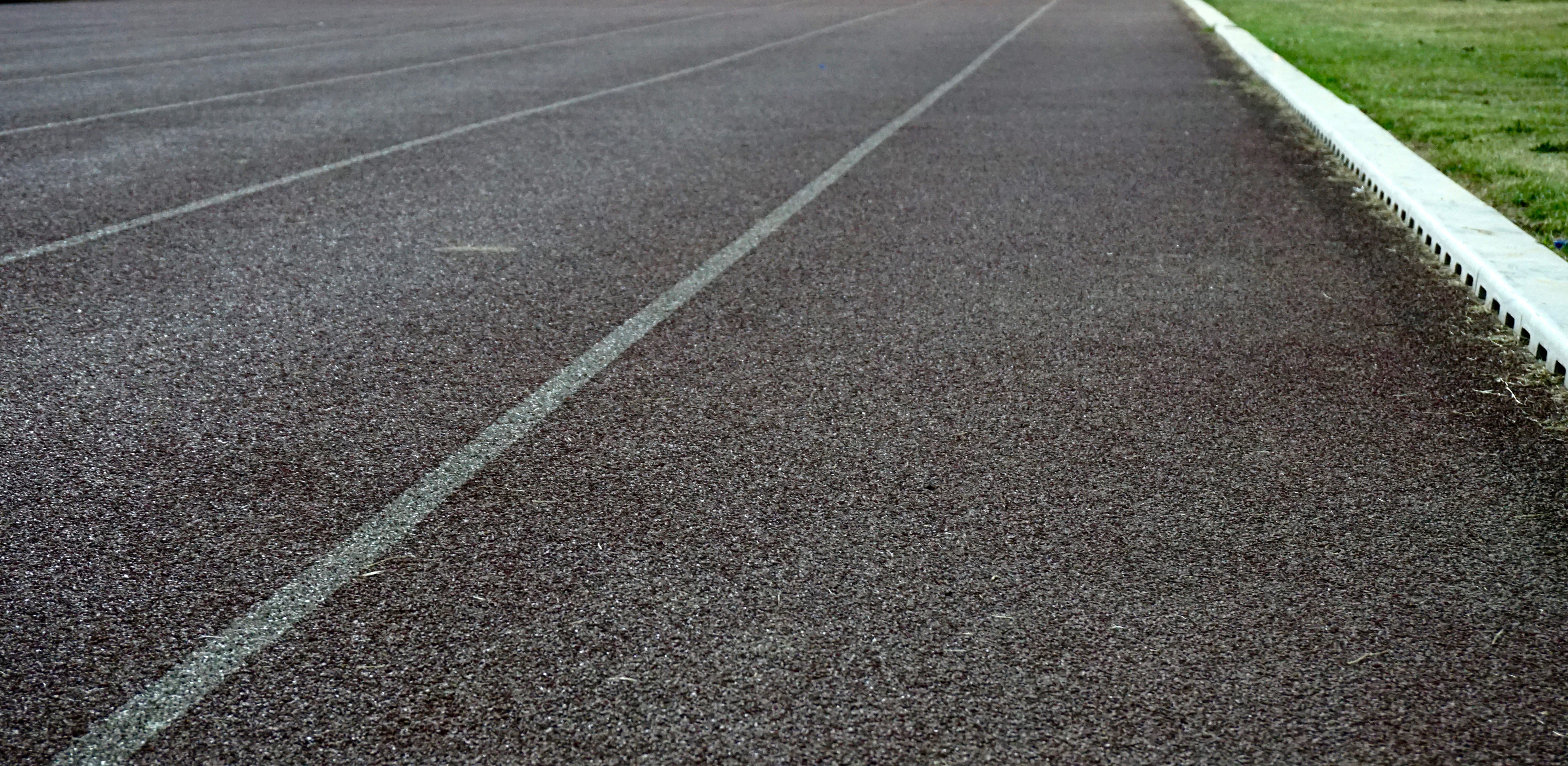 sign, asphalt, grass, surface, highway, stadium, 5K, dividing line, outdoors, transportation, lane, texture, rough, symbol, running track, day, line, direction, HD Wallpaper