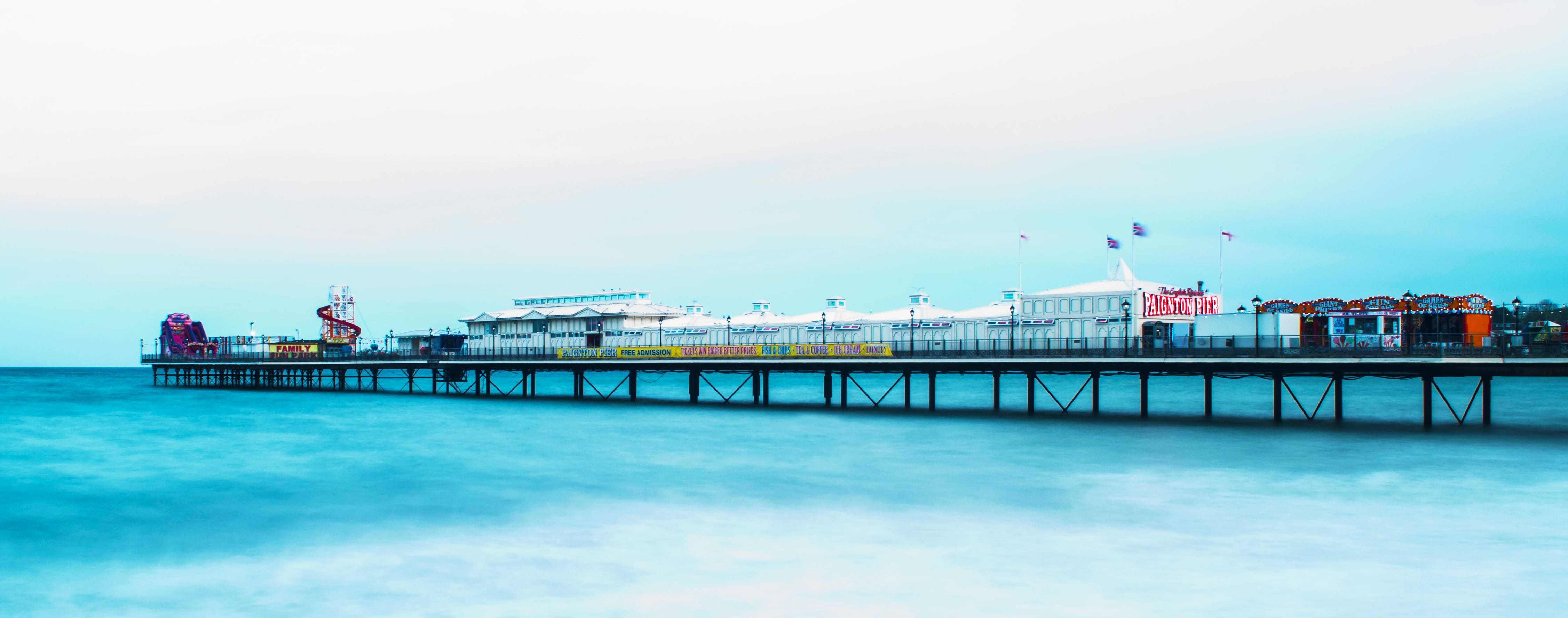 Beach, sky, bay, nautical vessel, ship, 4K, english, fun, Paignton, building, built structure, amusement, Sea, summer, passenger craft, coastal, travel, HD Wallpaper