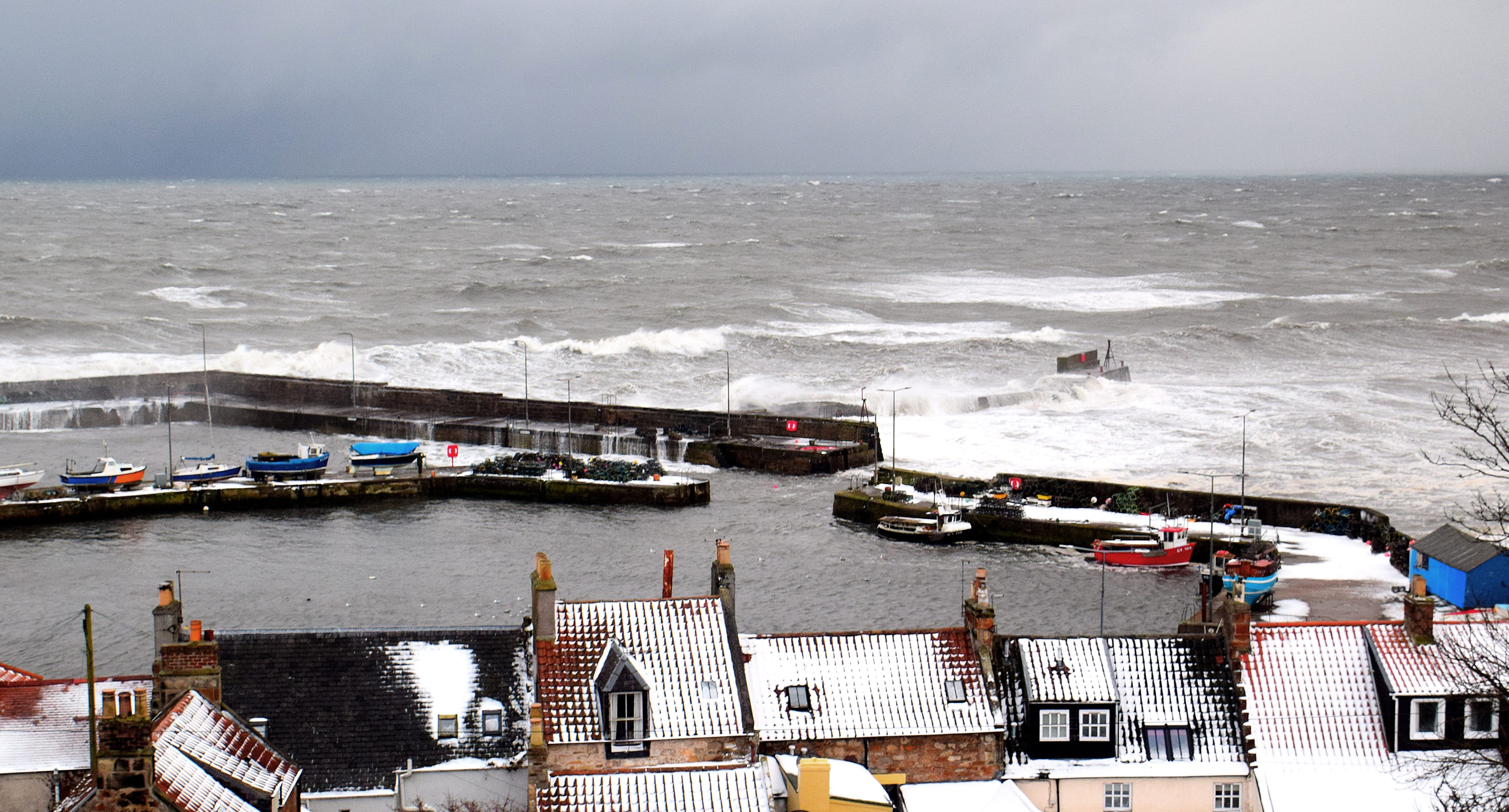 motion, tide, mode of transportation, harbour, sky, village, harbor, sea, horizon, 4K, built structure, storm, outdoors, high angle view, scotland, landscape, HD Wallpaper