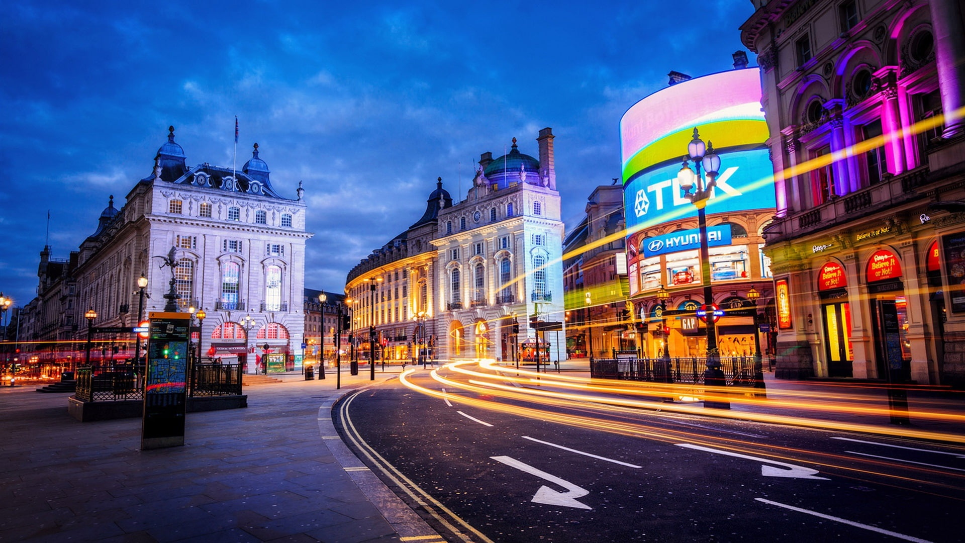 Evening, City, concrete, London, Lights, Street, buildings, gray, England, Building, 1080P, HD Wallpaper