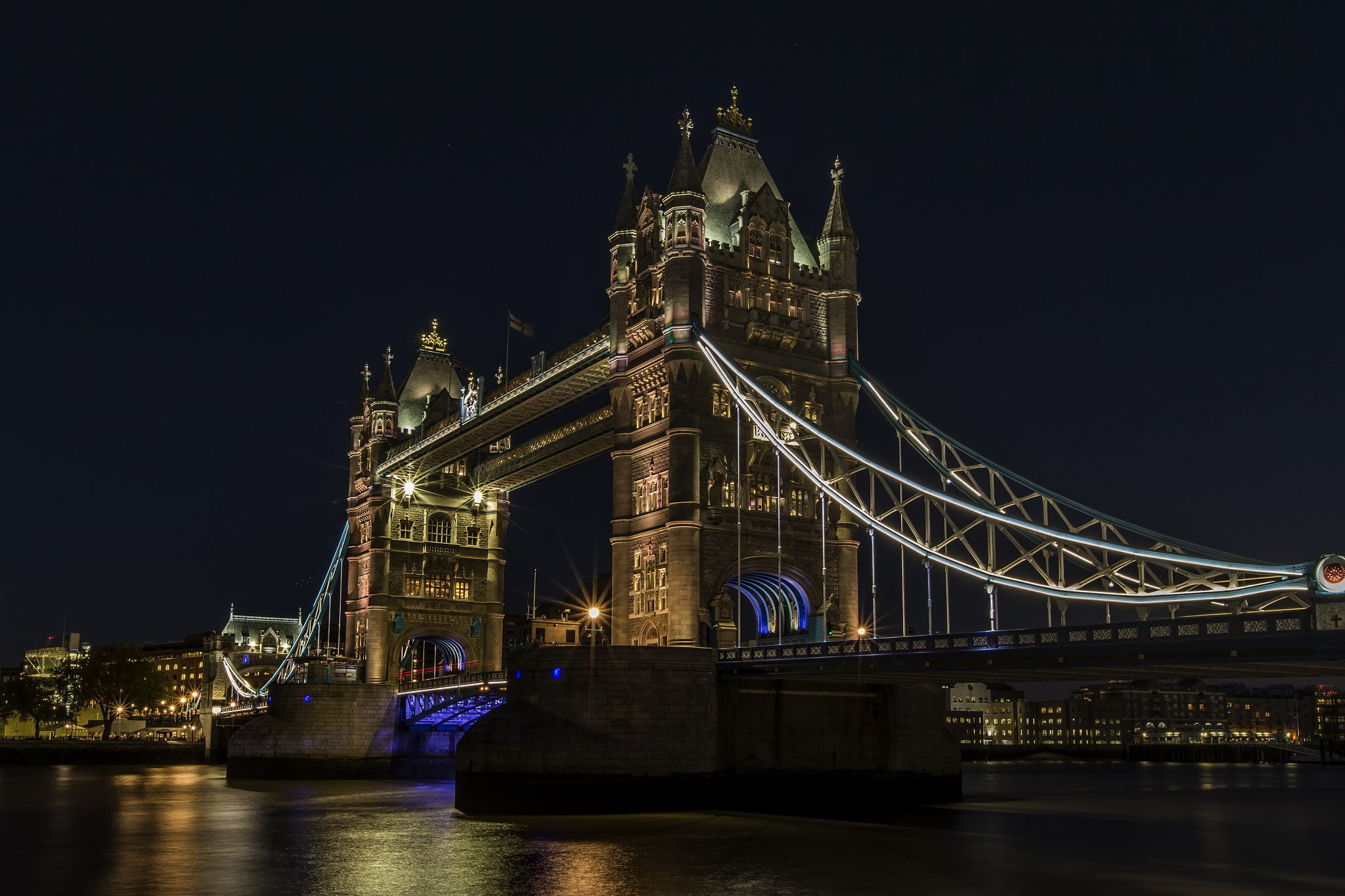 cities, monuments, tower, light, angleterre, architecture, kingdom, united, rivers, night, england, londres, towers, london, tamise, bridges, panorama, HD Wallpaper
