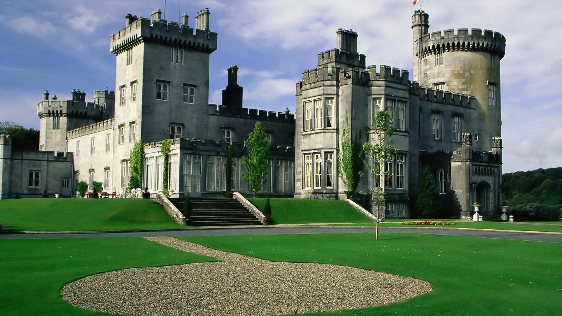 1080P, trees, towers, grass, irish, manicured, nature and landscapes, castle, HD Wallpaper