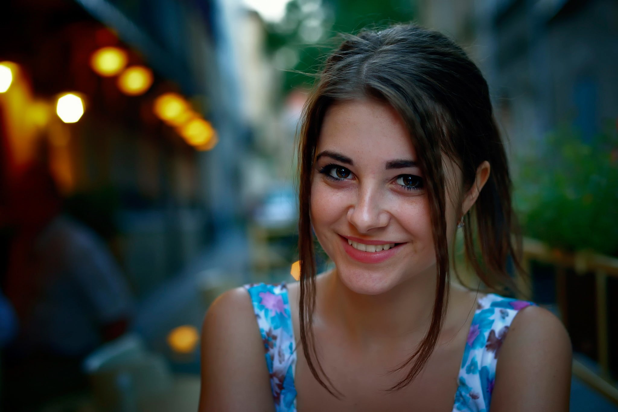 women, 1080P, portrait, Dana Kareglazaya, brunette, looking at viewer, face, dark eyes, HD Wallpaper