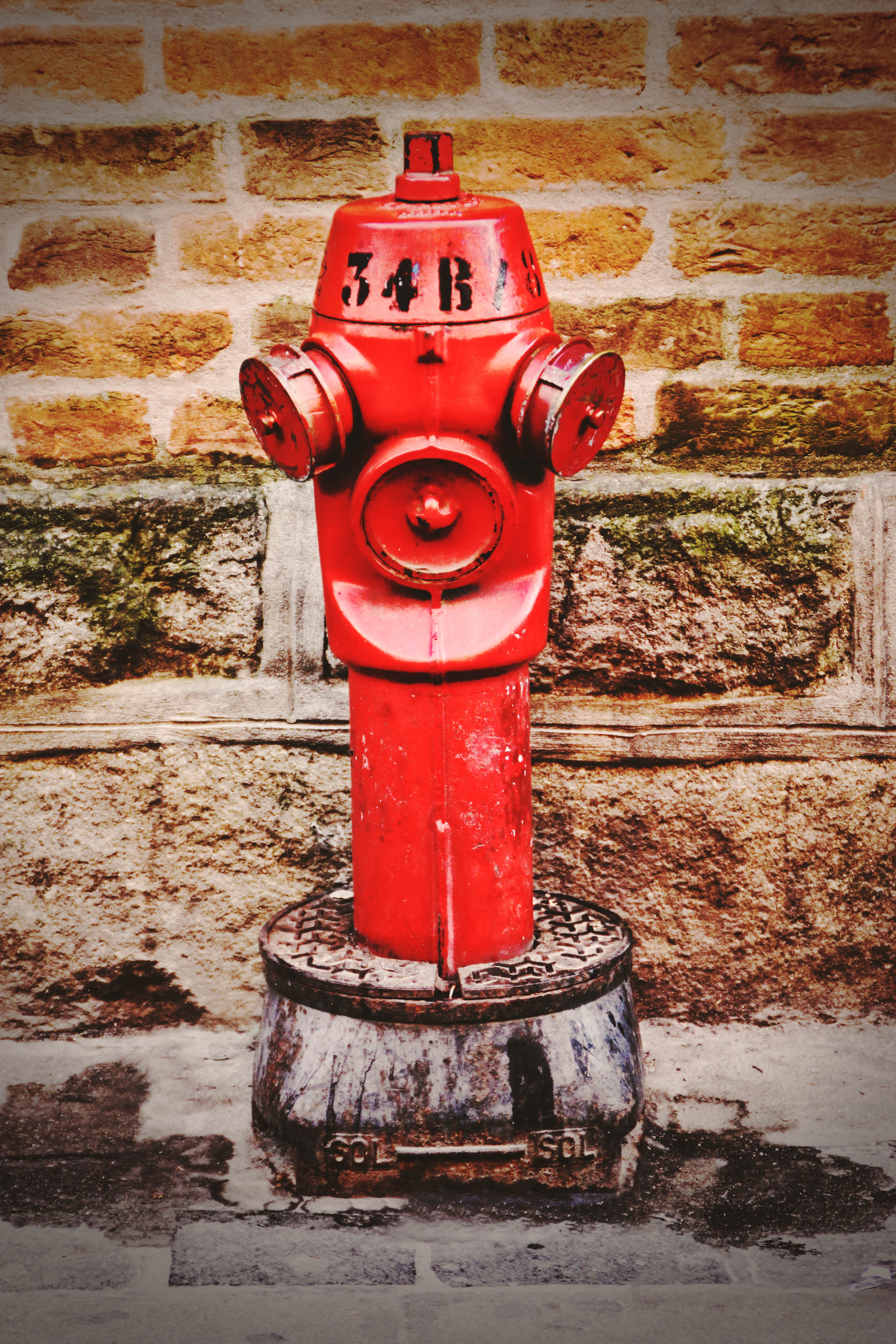 no people, architecture, machine valve, 5K, footpath, security, outdoor, metal, wall, emergency equipment, brick wall, red, built structure, day, outdoors, Phone HD Wallpaper