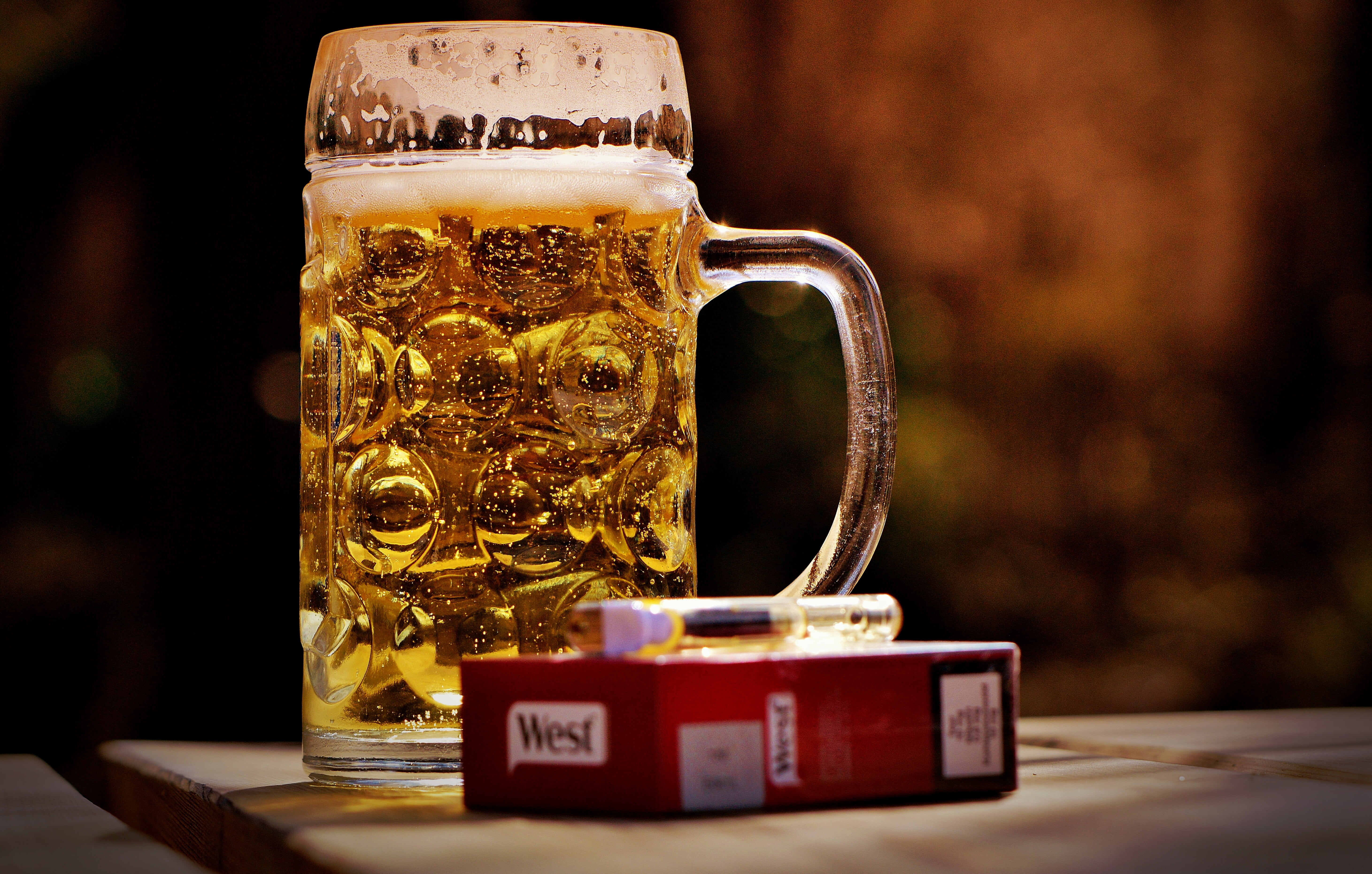 5K, cigarettes, beer garden, still life, bar counter, lighter, frothy Drink, antique, drink, celebration, no people, pub, food and drink, close-up, beer, HD Wallpaper