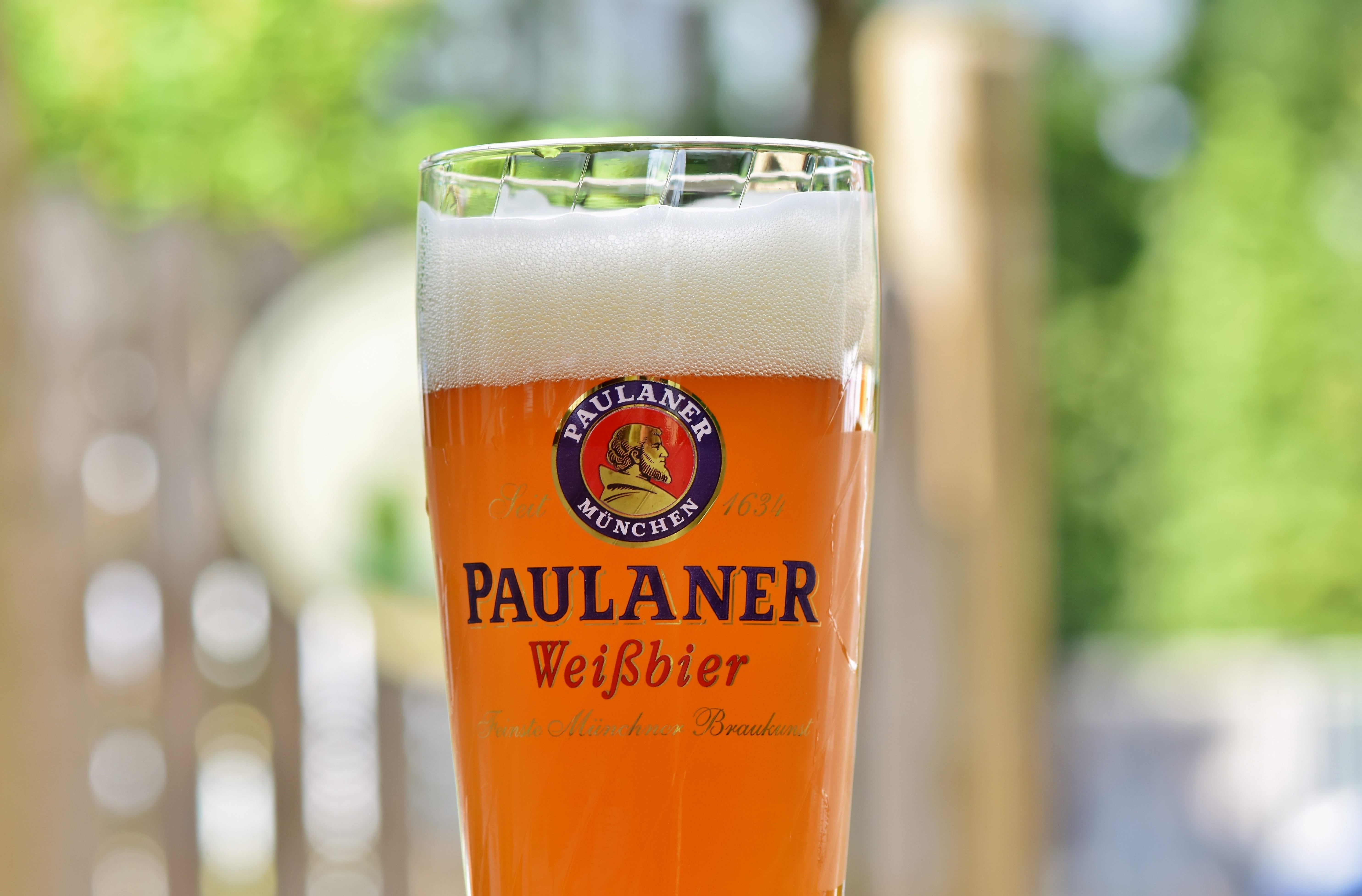 sign, safety, orange color, beer garden, 5K, text, glass, refreshment, paulaner, unfiltered, beer glass, focus on foreground, label, communication, spicy, HD Wallpaper