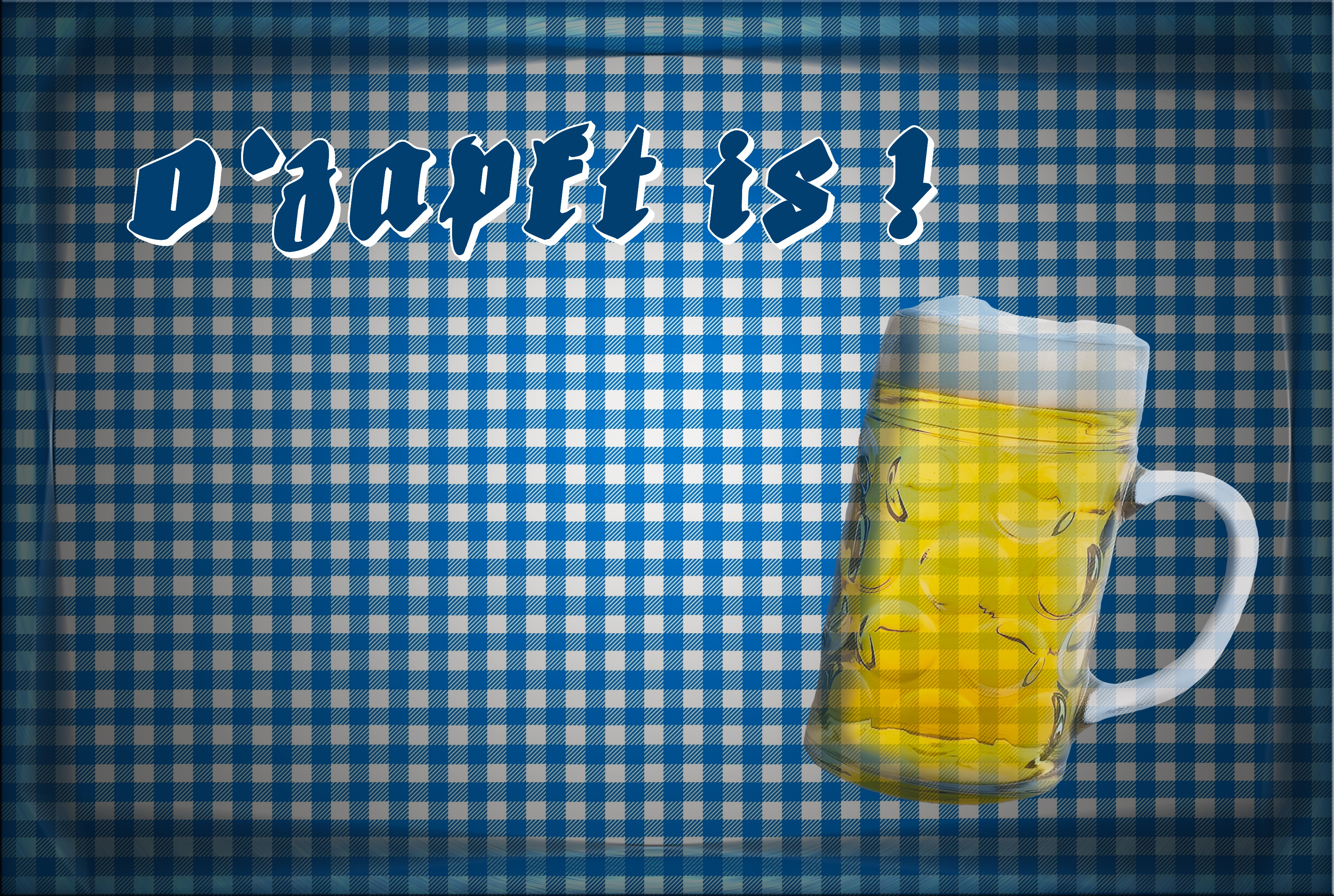 mug, no people, refreshment, checkered, western script, single object, pattern, household equipment, ozapft is, beer garden, still life, food, breakfast, HD Wallpaper