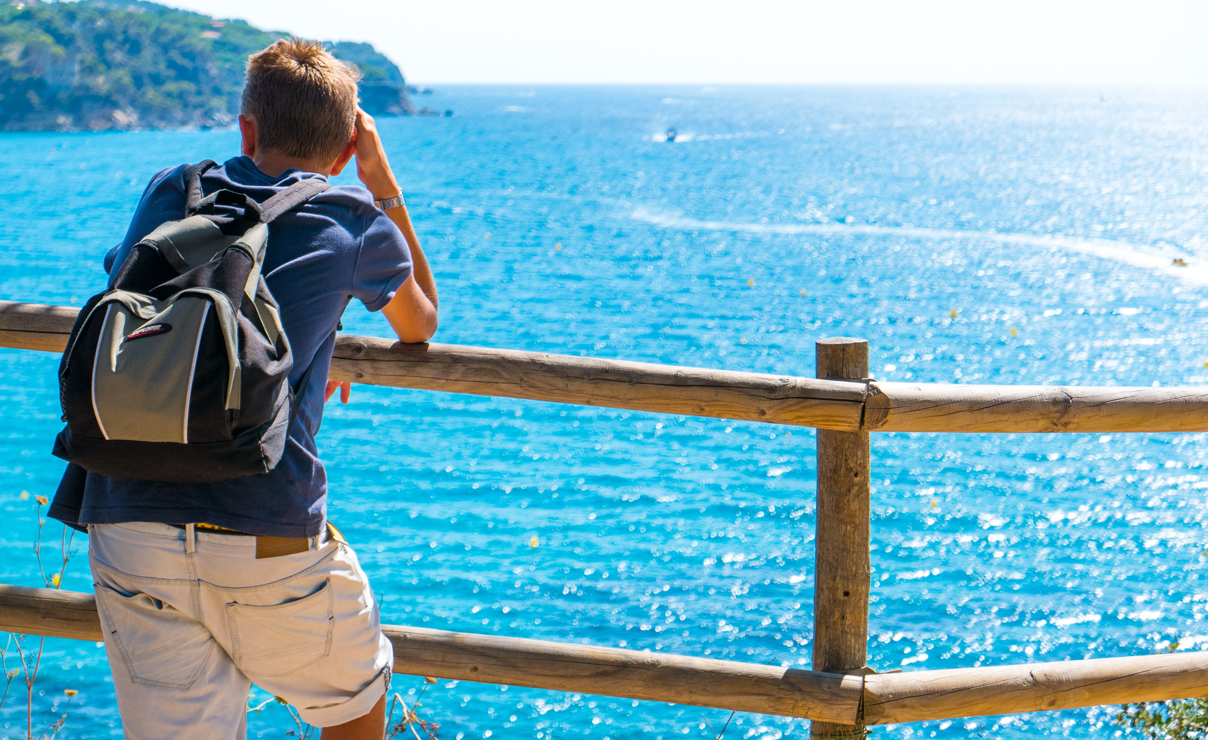 water, looking at view, nature, spain, beach, leisure activity, horizon over water, bpy, blonde, young, lloret de mar, one person, teen, male, lifestyles, HD Wallpaper