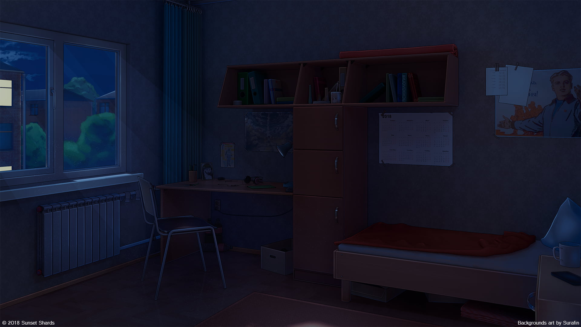 Bedroom, Night, 1080P, Anime, Original, Desk, HD Wallpaper