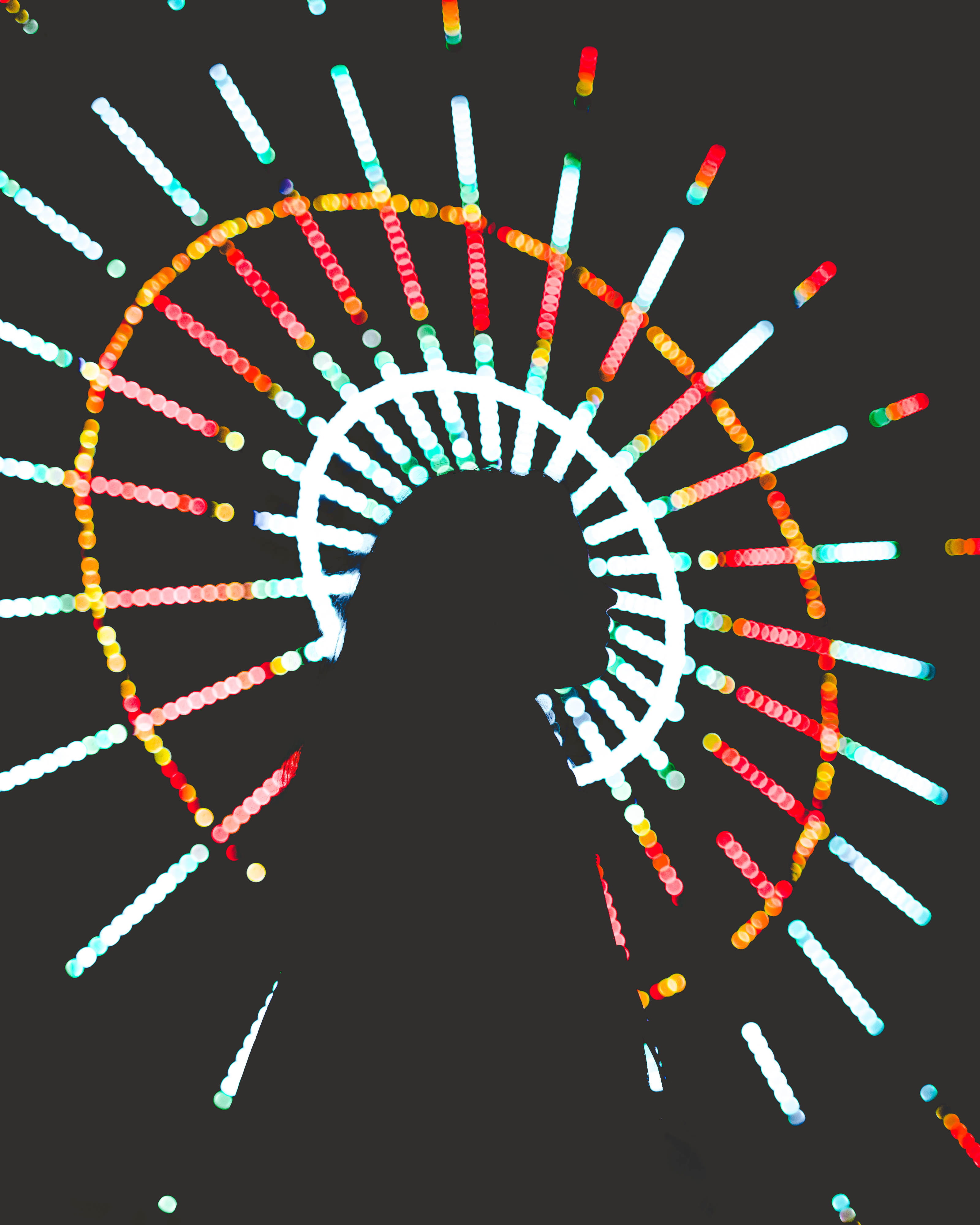 night, girl, motion, black background, woman, close-up, pattern, model, sydney, light, neon, person, silhouette, illuminated, amusement park, Phone HD Wallpaper