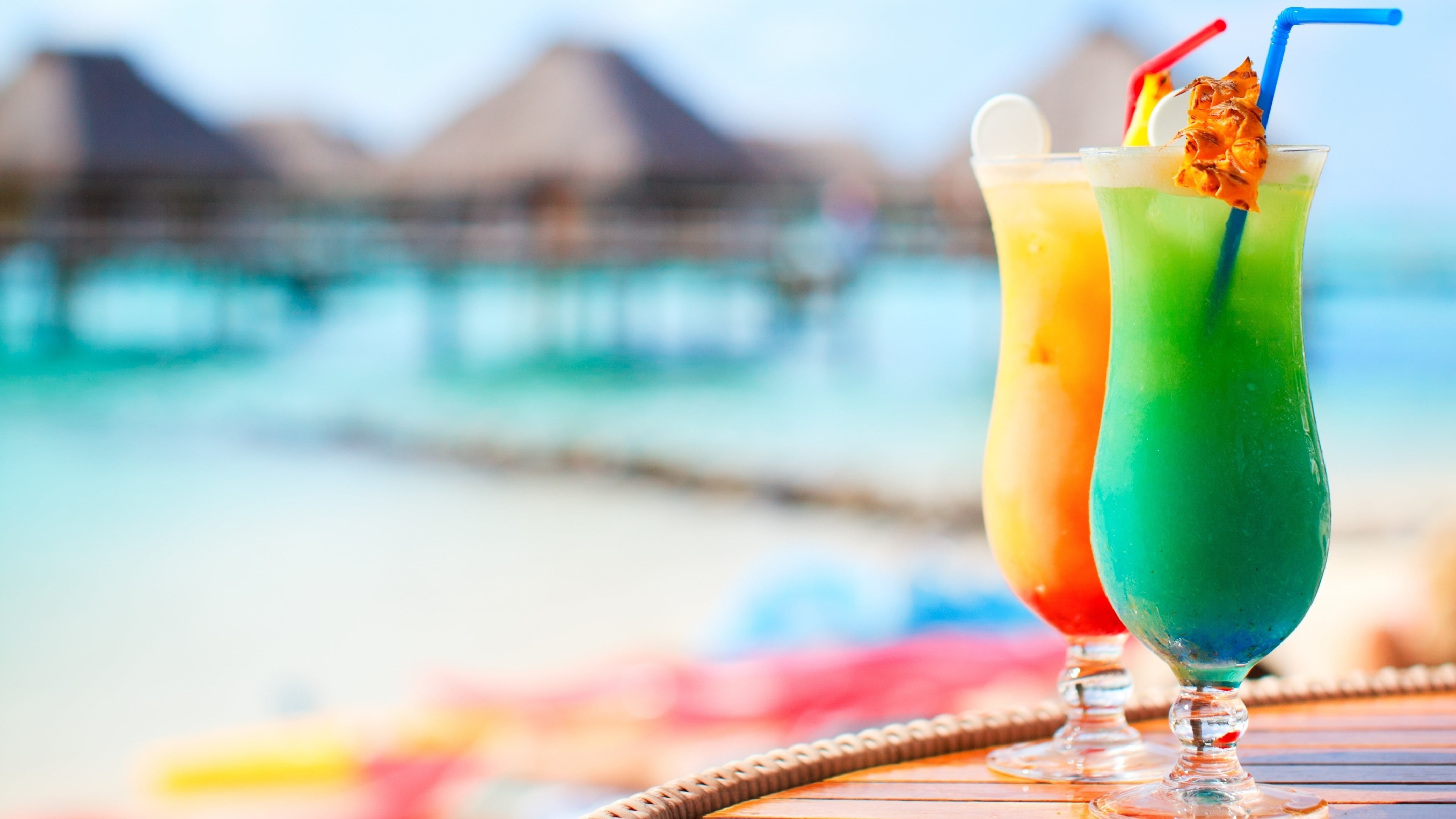 straw, freshness, glasses, cocktail, garnish, drink, drinking glass, refreshment, tropical drink, food, focus on foreground, parfait, drinking straw, water, HD Wallpaper