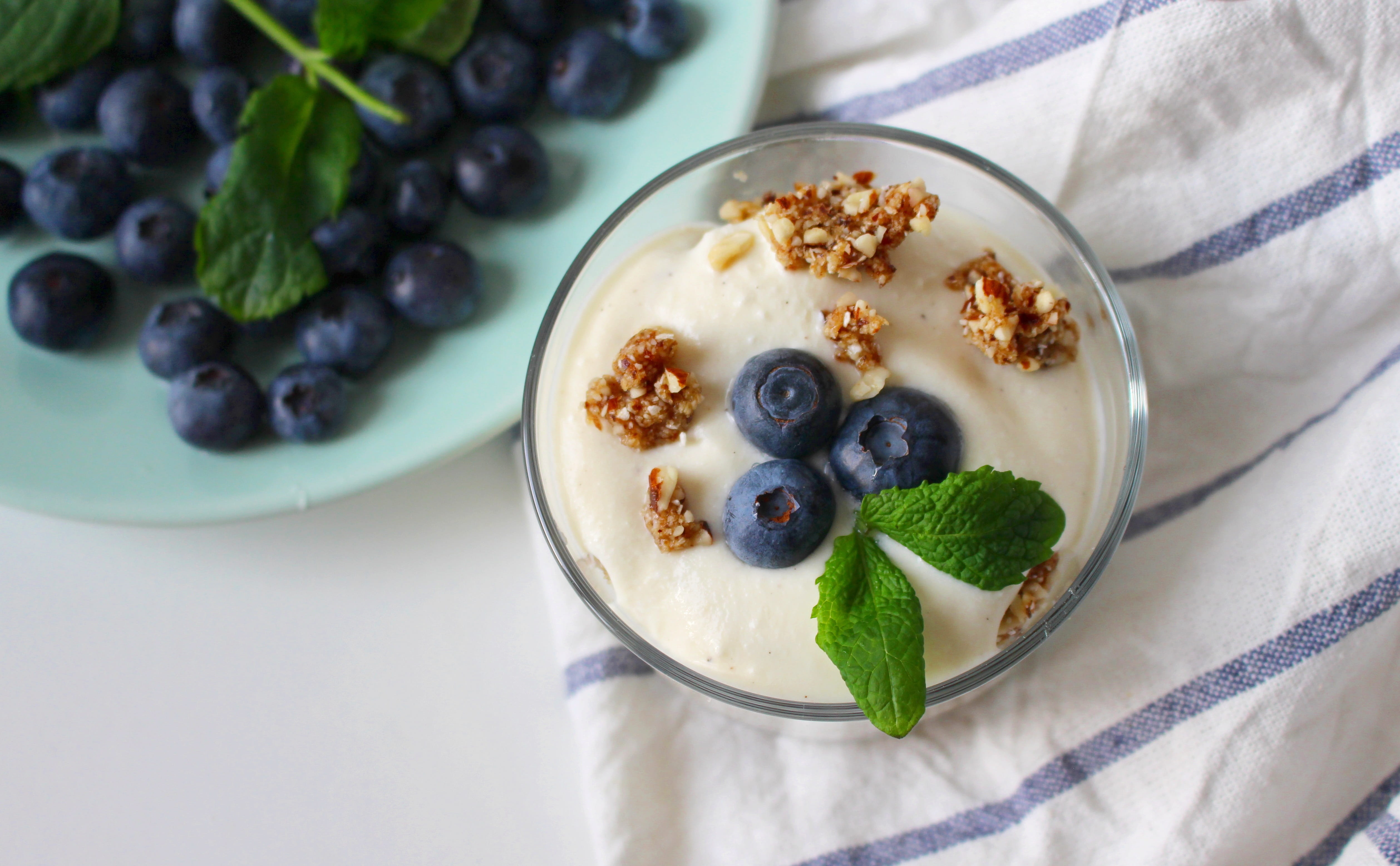 herb, freshness, party, yogurt, fruit, blueberries, cafe, 4K, desert, blueberry, sugar, decorated, no people, parfait, mint leaf - culinary, dairy product, HD Wallpaper