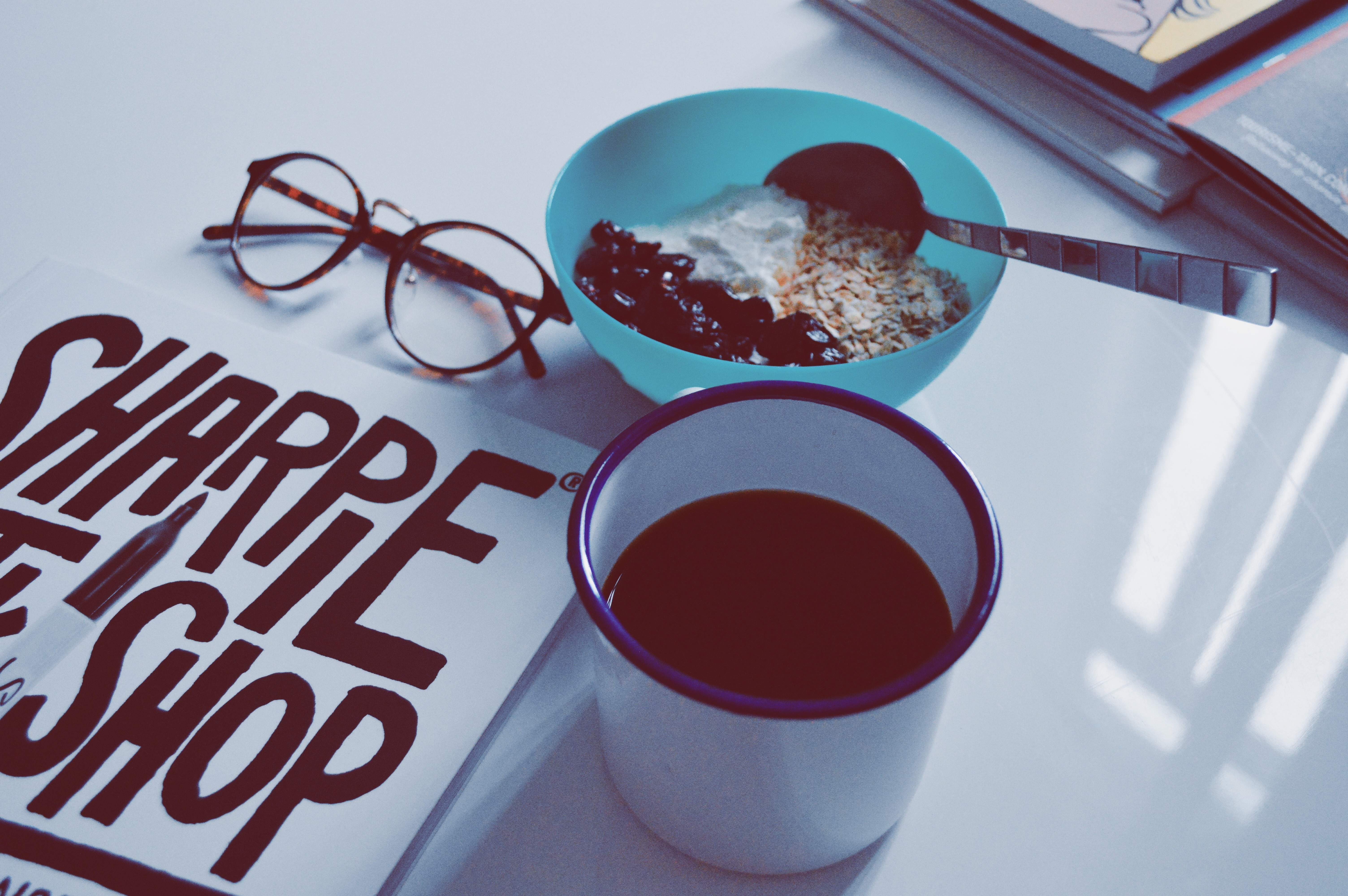 cup, spoon, still life, close-up, bowl, morning, wellbeing, 5K, communication, coffee cup, table, framed, high angle view, snack, coffee - Drink, yogurt, HD Wallpaper
