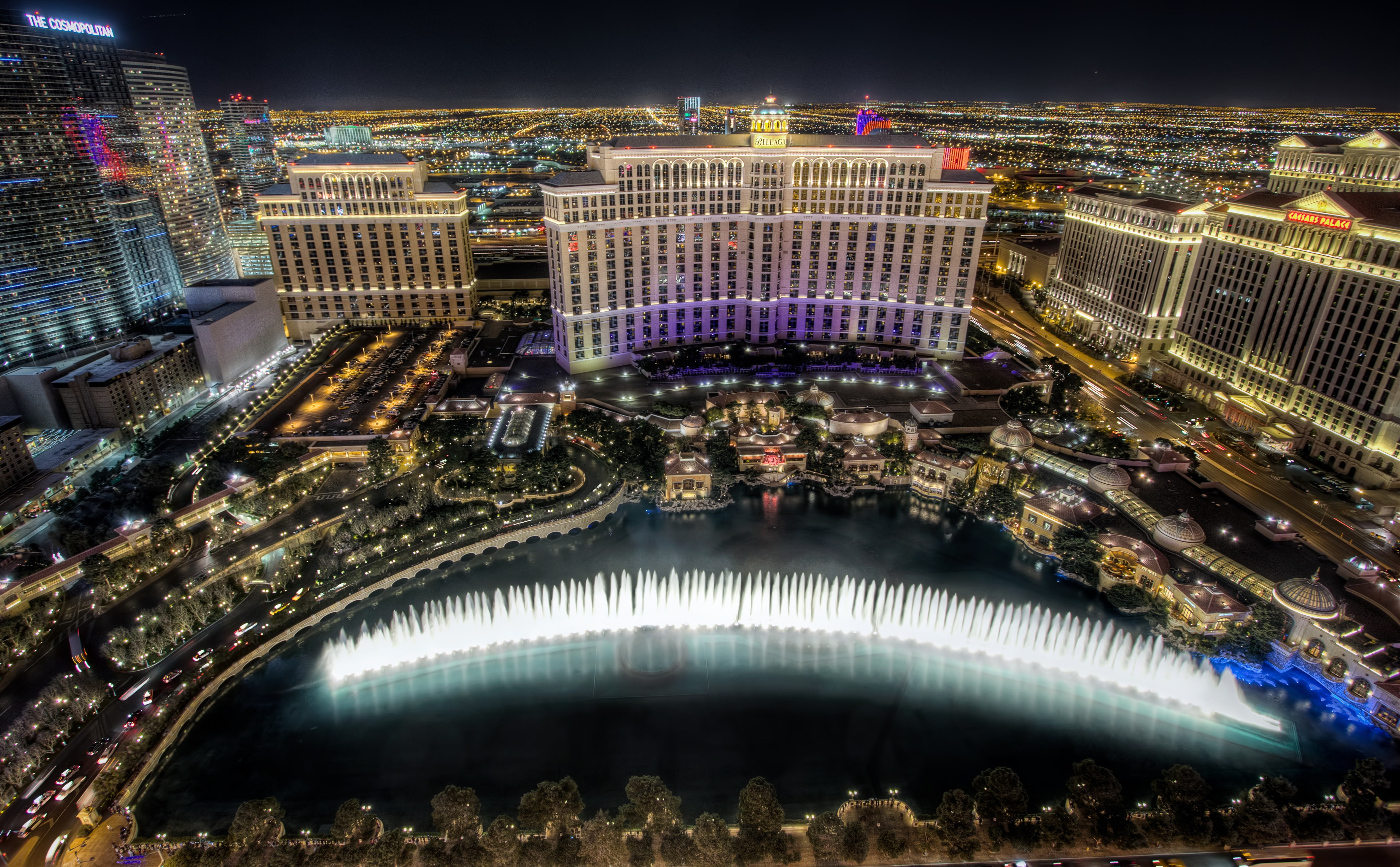 no people, concrete, luxury, Nevada, Vegas, modern, bellagio, United States, fountains, gray, outdoors, architecture, las vegas, office building exterior, HD Wallpaper