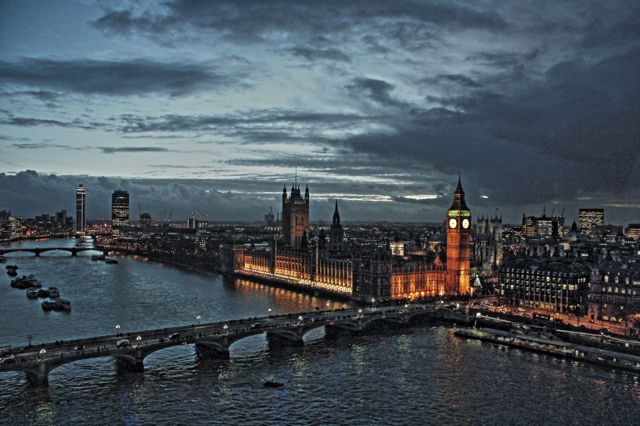 panorama, night, building, london, england, tower, urban, bridges, angleterre, 1080P, kingdom, united, tamise, light, towers, londres, monuments, panoramic, HD Wallpaper