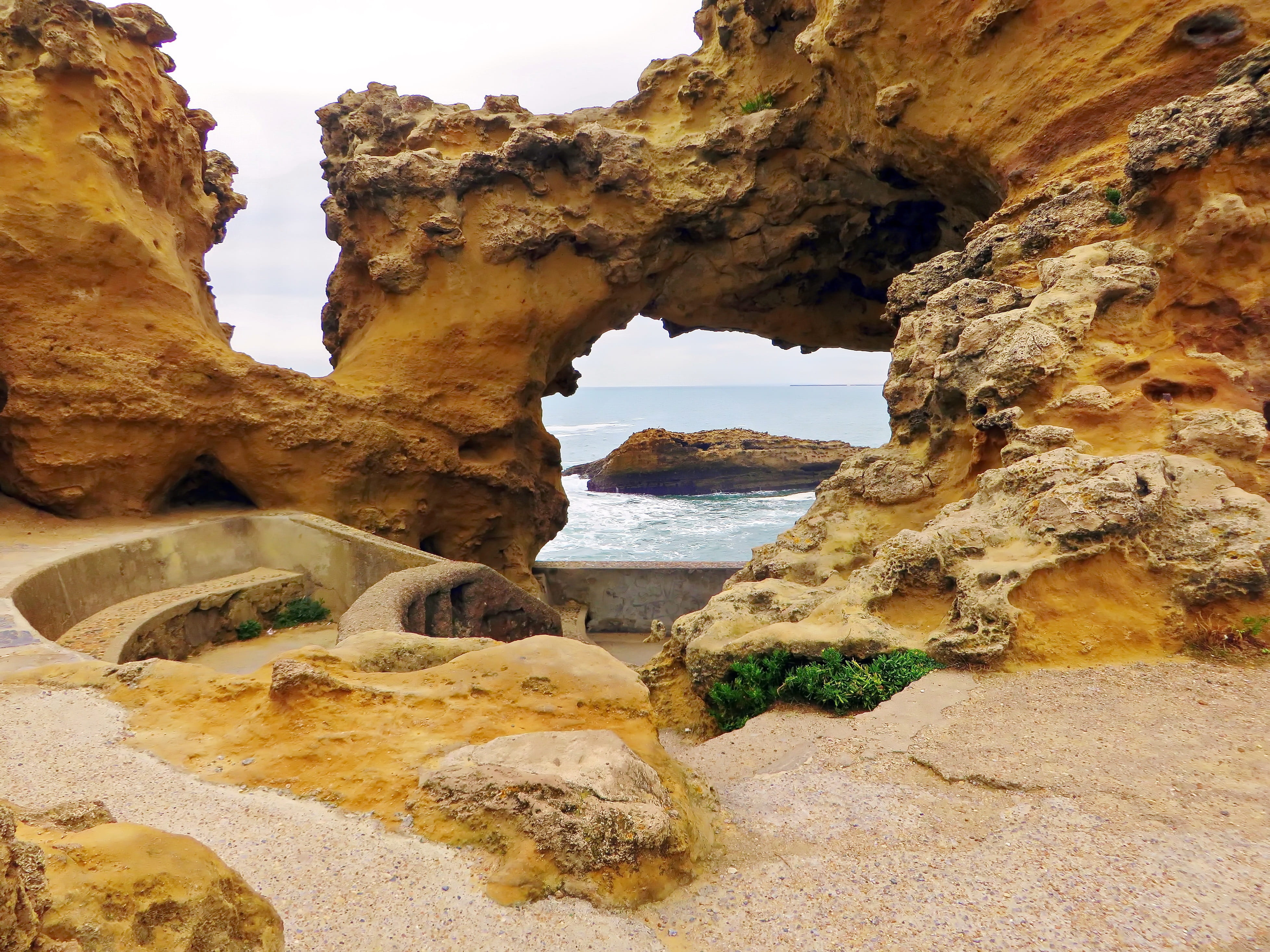 scenics - nature, Atlantic Pyrenees, Bayonne, nature, Cave, roche, non-urban scene, beauty in nature, solid, eroded, rock formation, tranquil scene, maritime landscape, HD Wallpaper