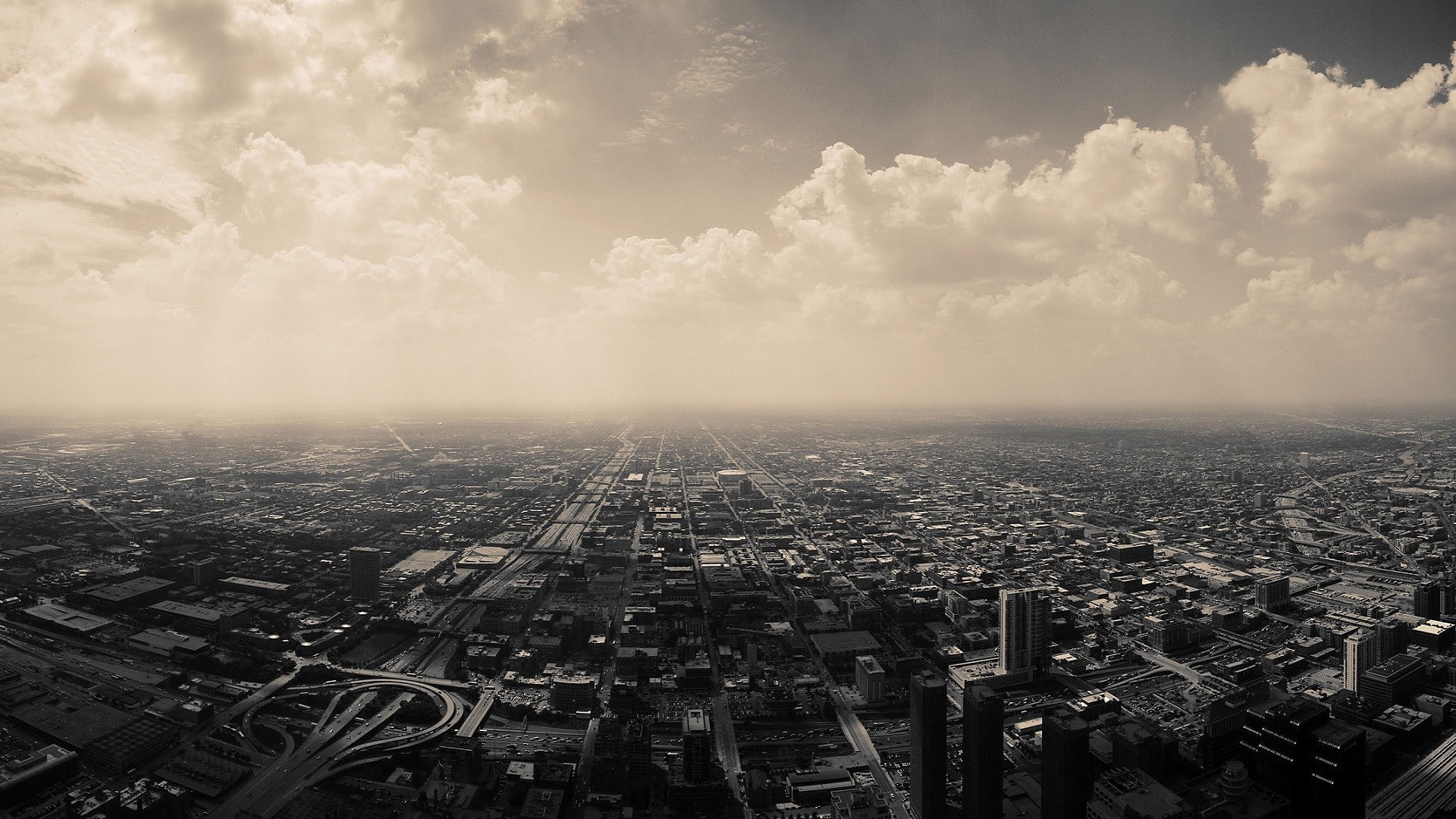 Chicago, muted, city, clouds, cityscape, USA, 1080P, filter, HD Wallpaper
