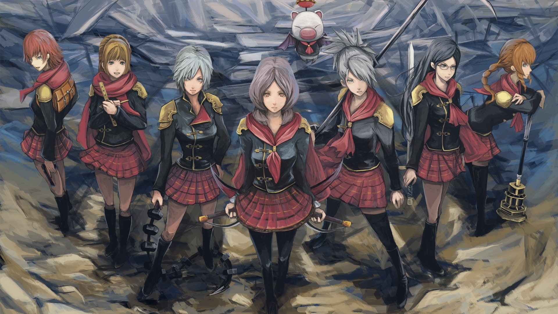 Rem Tokimiya, Seven (Final Fantasy), large group of people, architecture, real people, traditional clothing, uniform, Cinque (Final Fantasy), Deuce (Final Fantasy), HD Wallpaper