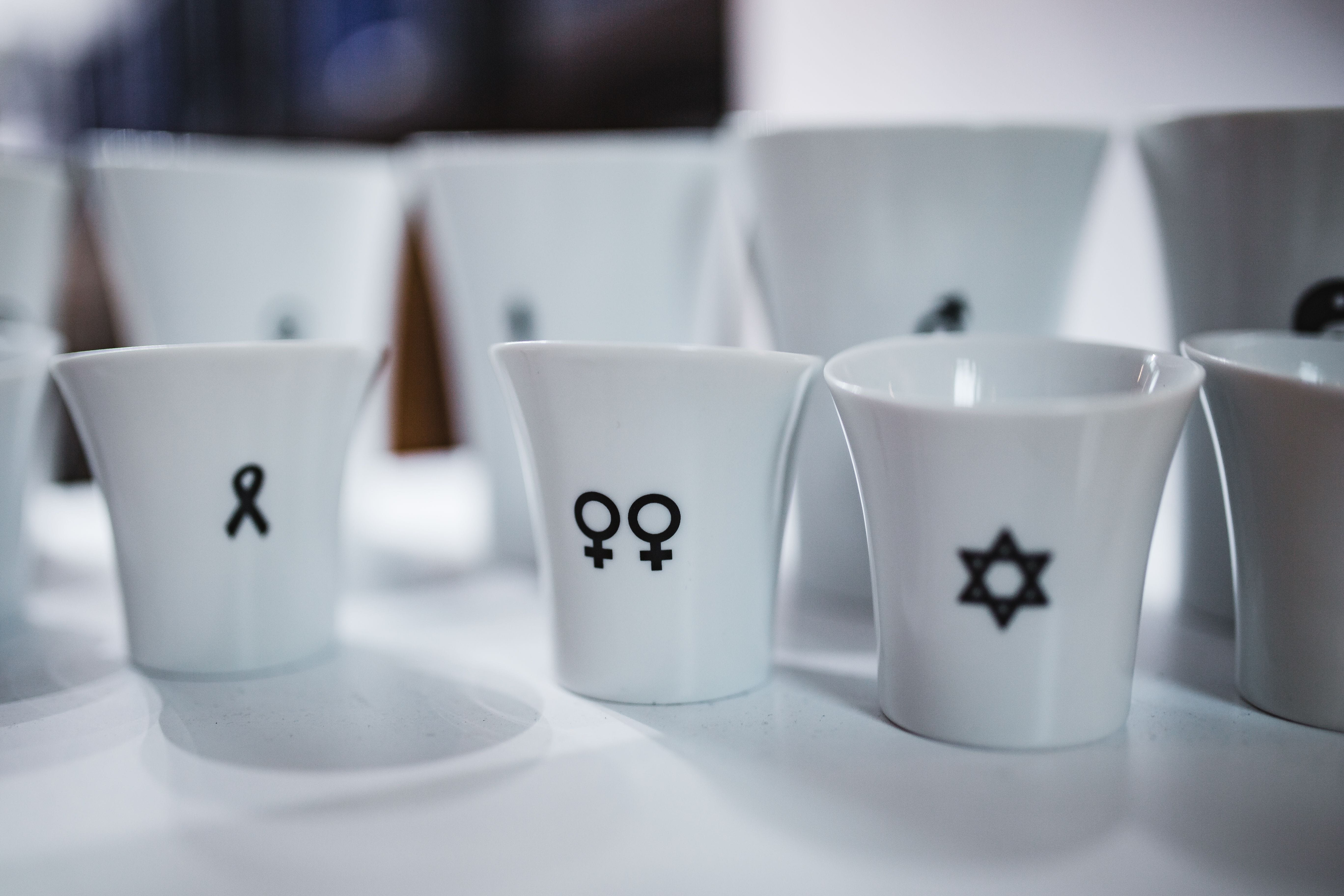 dishware, Collection, in a row, food and drink, still life, number, western script, no people, cafe, cup, tablecloth, pottery, dishes, 5K, focus on foreground, HD Wallpaper