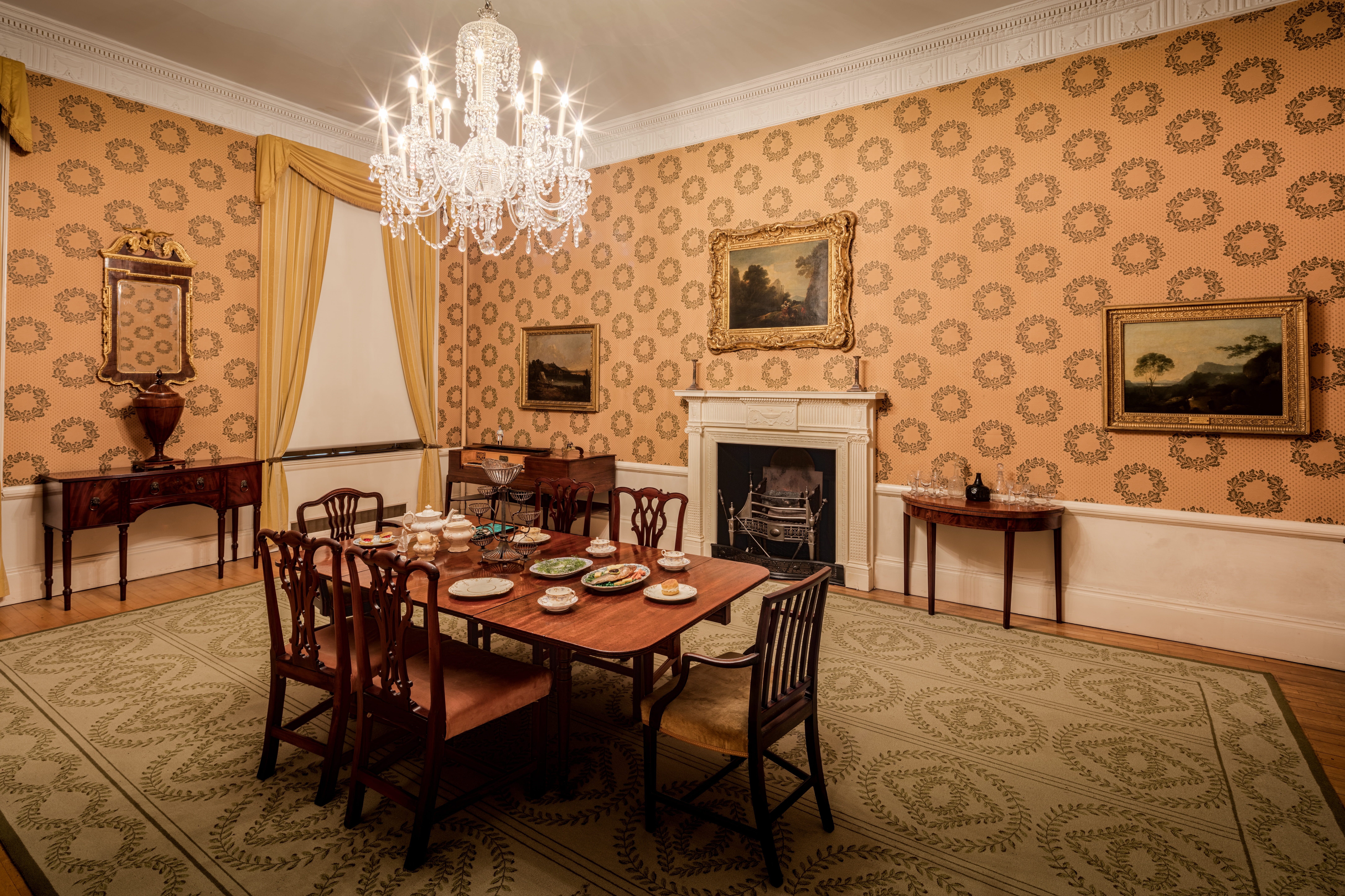 old, room, flooring, architecture, building, indoors, seat, domestic room, absence, wealth, seats, 8K, living room, eating, electric lamp, inside, dining, HD Wallpaper