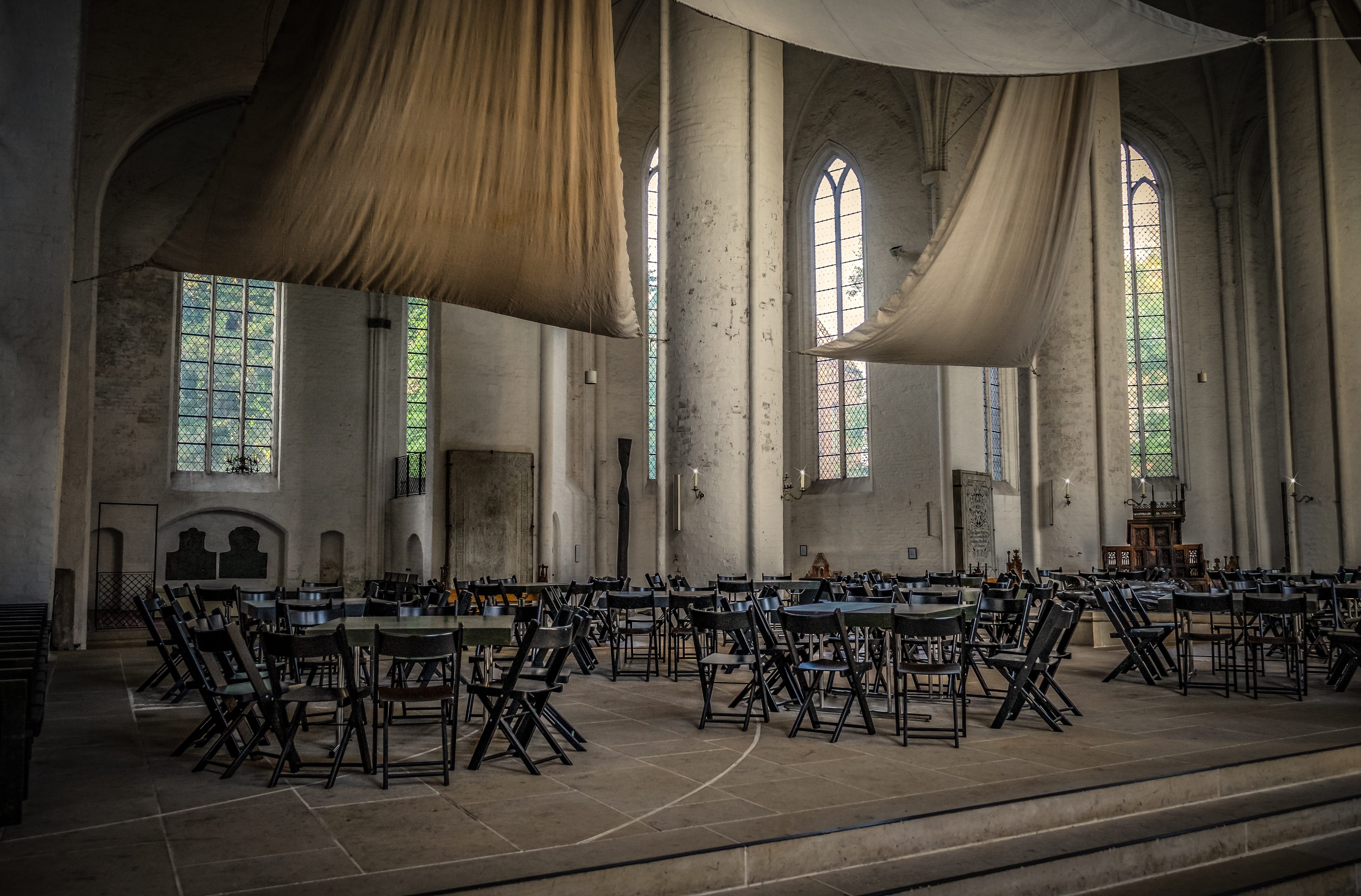 architecture, building, interior, place of worship, seat, church, chair, absence, community hall, pray, history, window, piano, flooring, sail shade, chapel, HD Wallpaper
