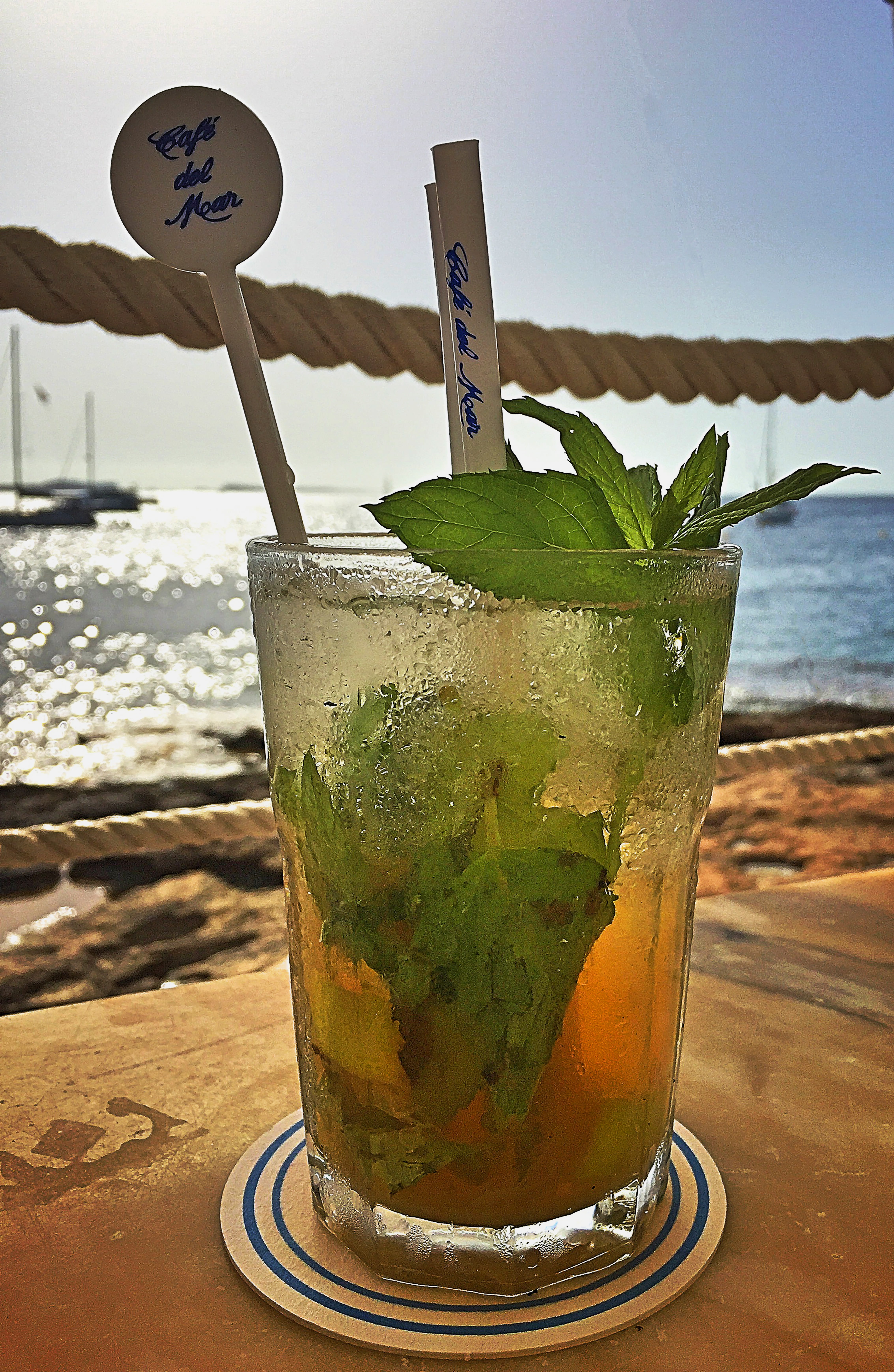 no people, household equipment, mint leaf - culinary, summer, relaxation, day, mojito, outdoors, 5K, food, mediterranean, nature, sea, table, land, balearic islands, Phone HD Wallpaper