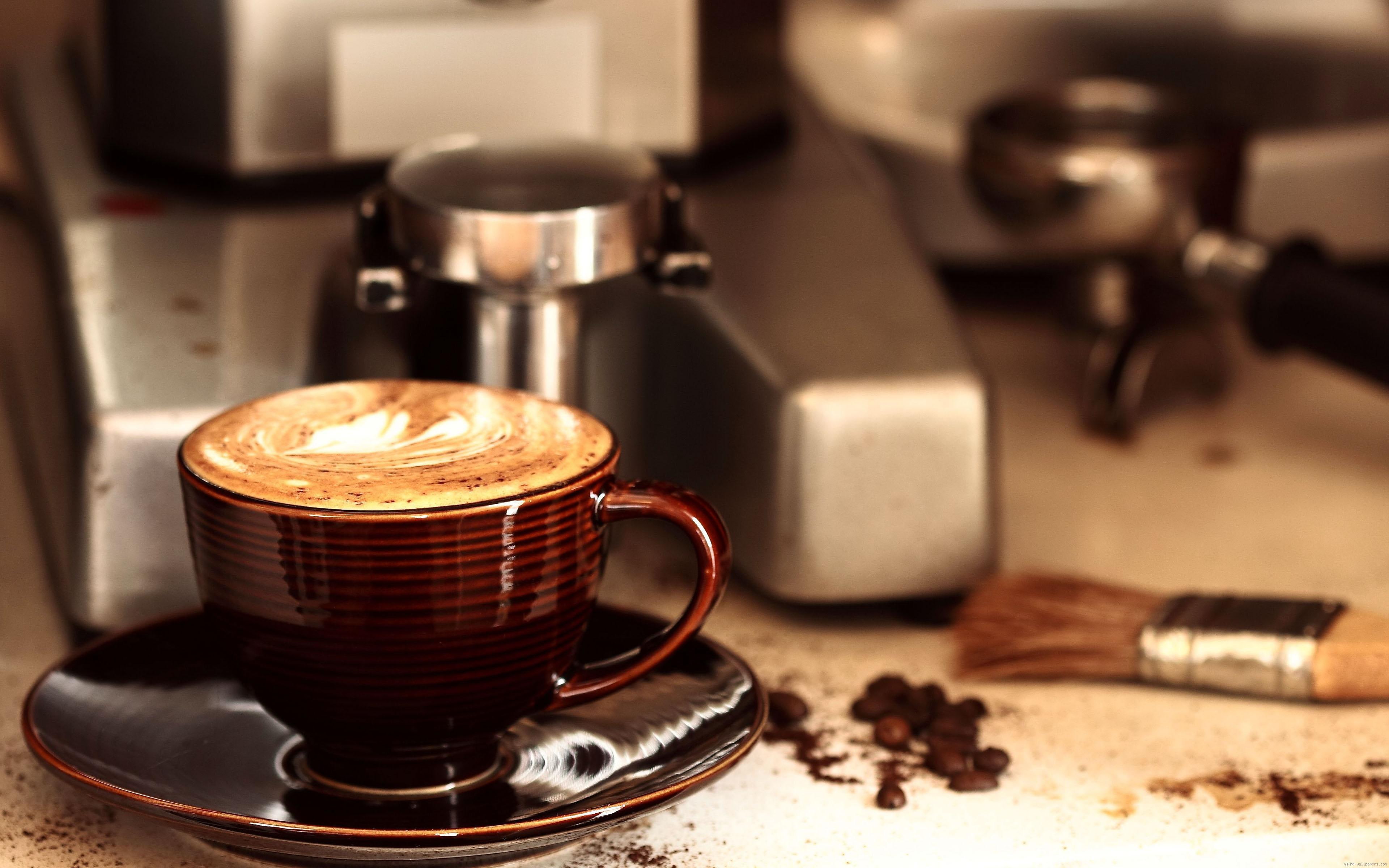 coffee, food, tray, cup, machine, brown, 4K, ceramic, beverage, HD Wallpaper