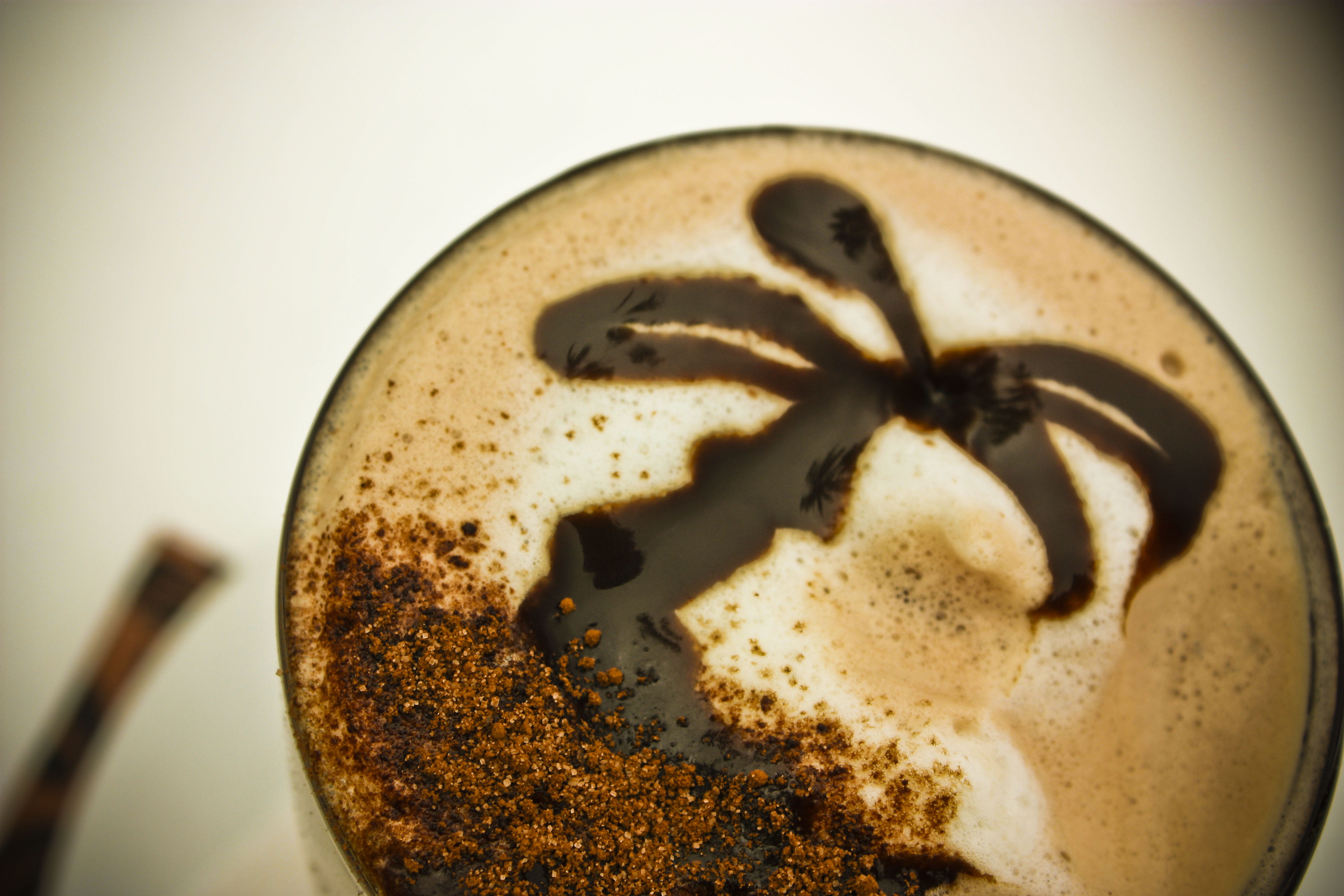 coffee art, studio shot, single object, romance, eat, refreshment, baristum, drink, mug, coffee - drink, dreamy, palm, tree, cup, coffee, photography, no people, HD Wallpaper