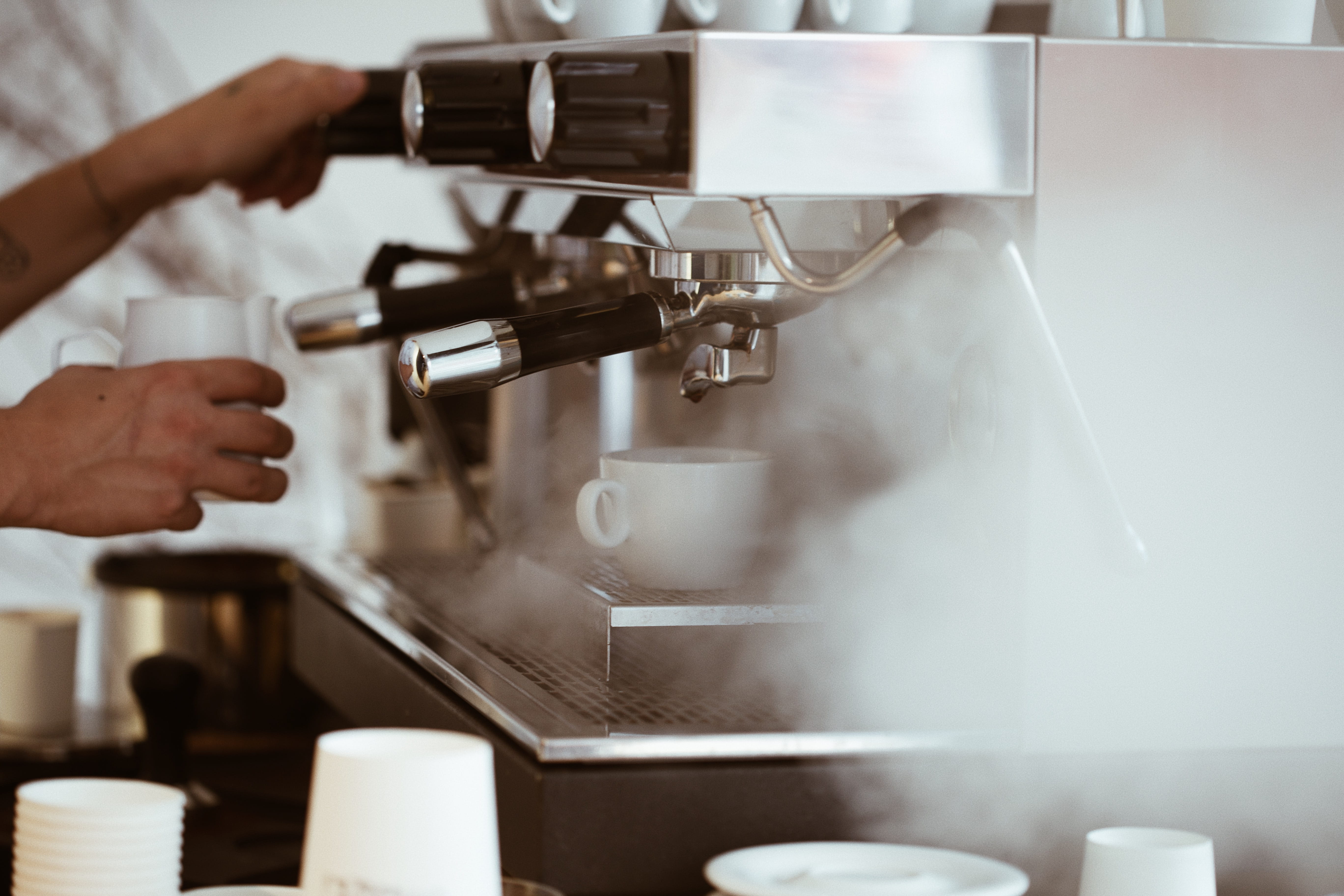preparation, slovakia, coffeetime, smoke, baristum, steamer, machinery, appliance, finger, person, making, coffeeshop, hand, kitchen, human body part, holding, HD Wallpaper