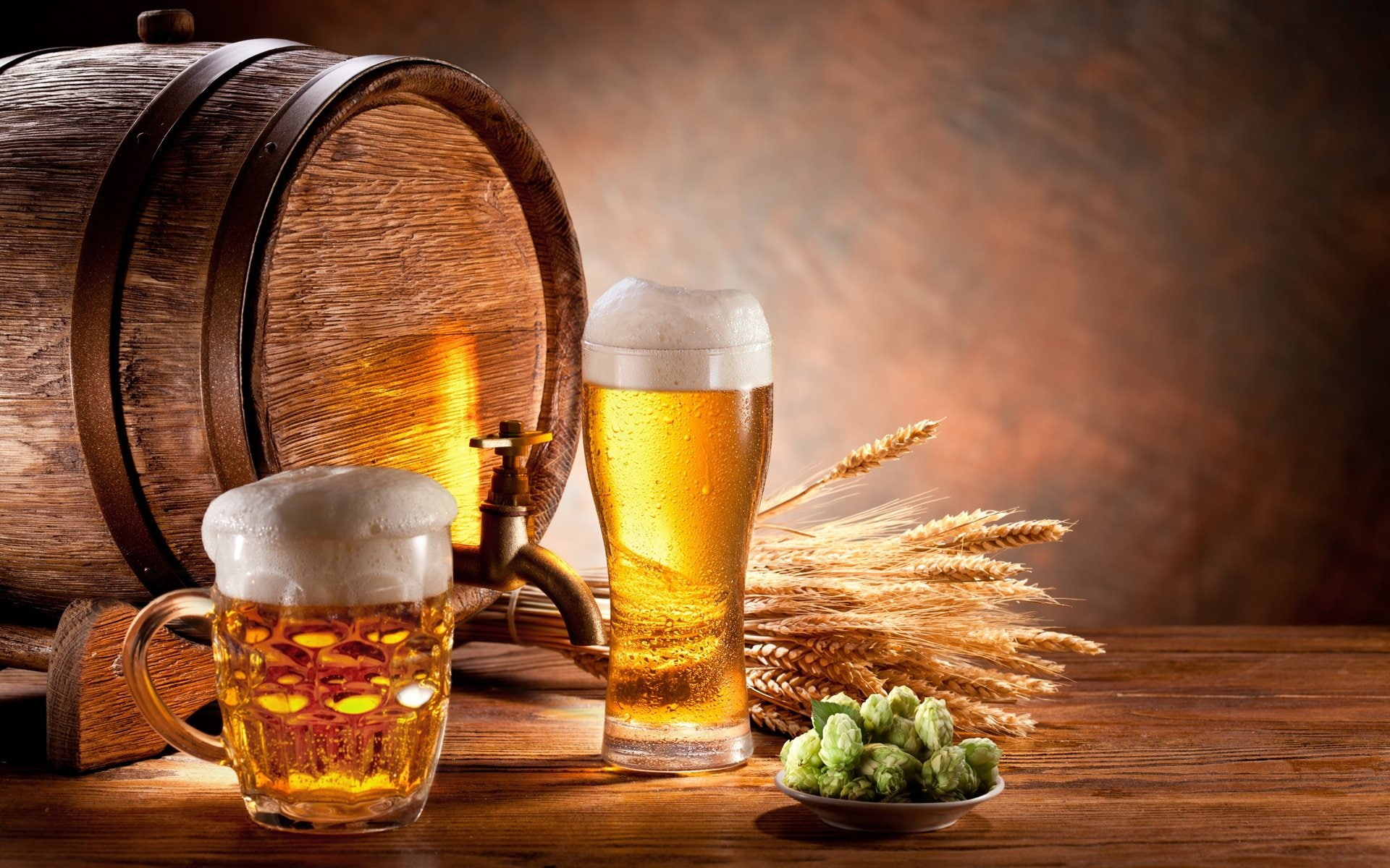 Foam, 1080P, drink, Wheat, drinking glass, refreshment, freshness, beer - alcohol, vegetable, pint glass, no people, ears, still life, table, household equipment, HD Wallpaper