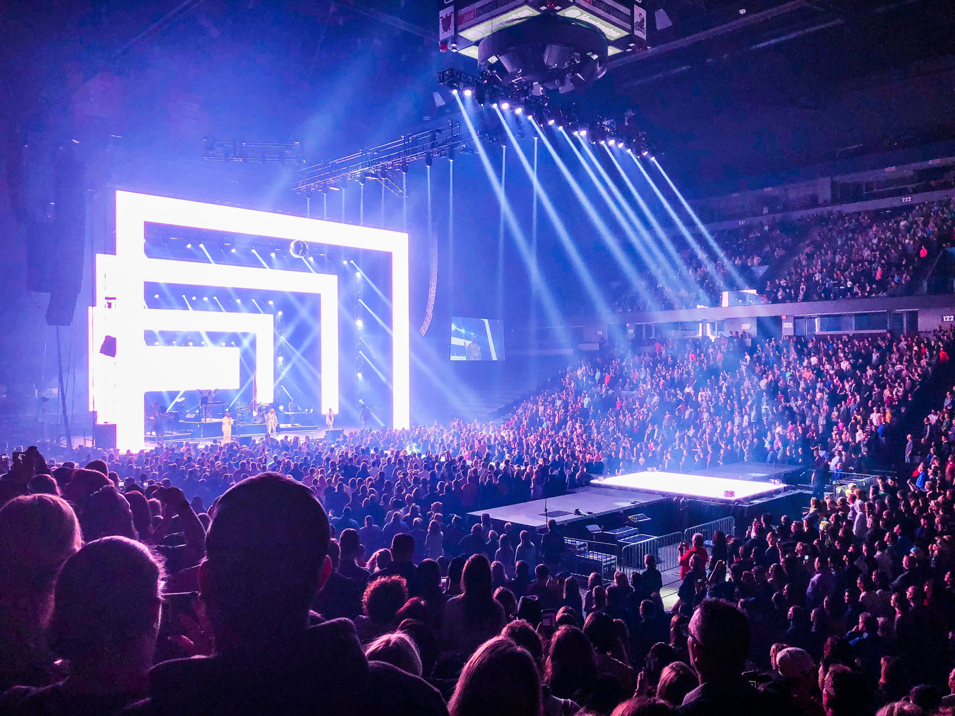 popular music concert, lighting equipment, spectator, rock concert, crowd, united states, 4K, ottawa and fulton, performance, light, lighting, human, stage - performance space, HD Wallpaper