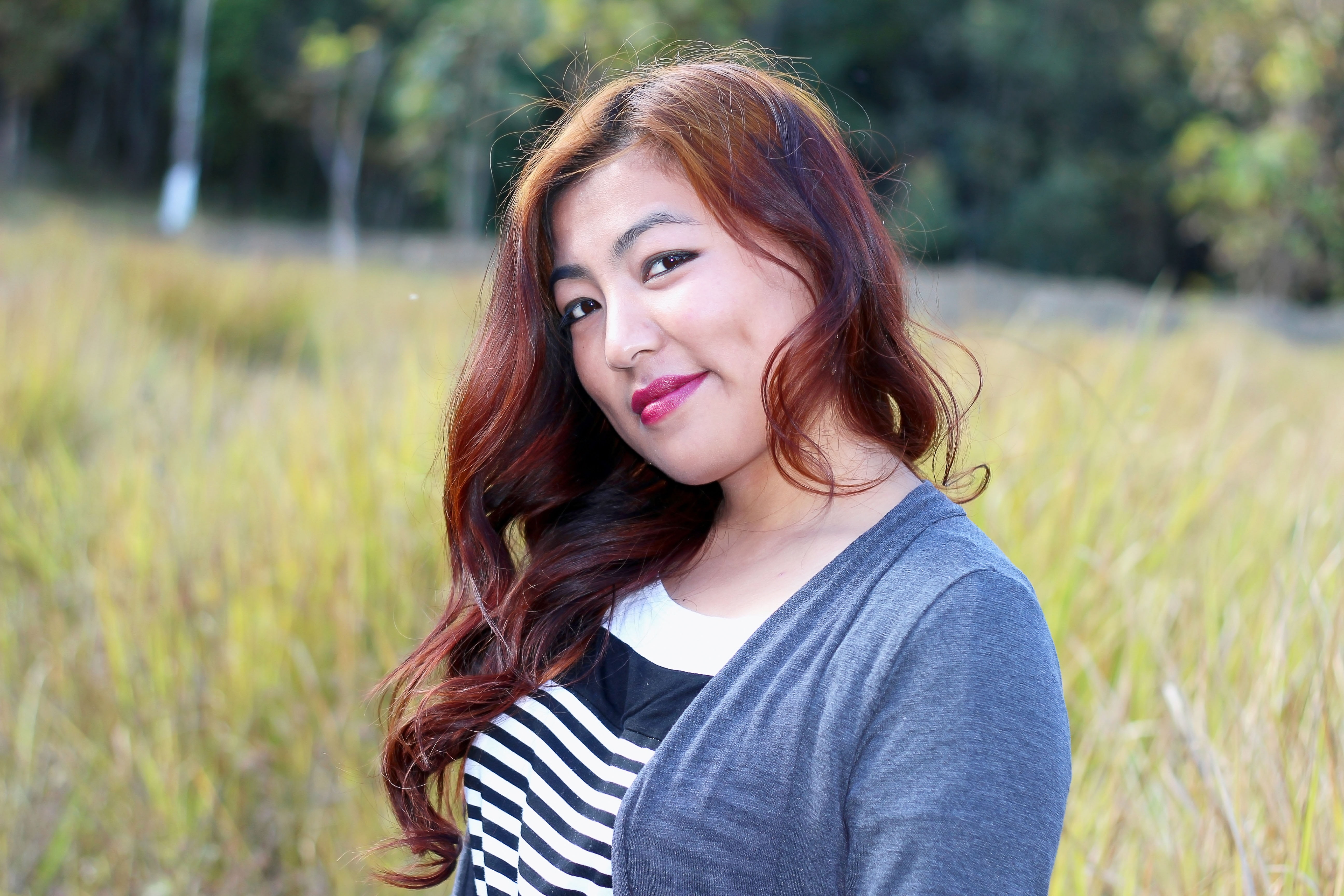 burmese girl, chubby, long hair, casual clothing, local model, real people, hair, adult, contemplation, redhead, 5K, beautiful woman, headshot, hairstyle, HD Wallpaper