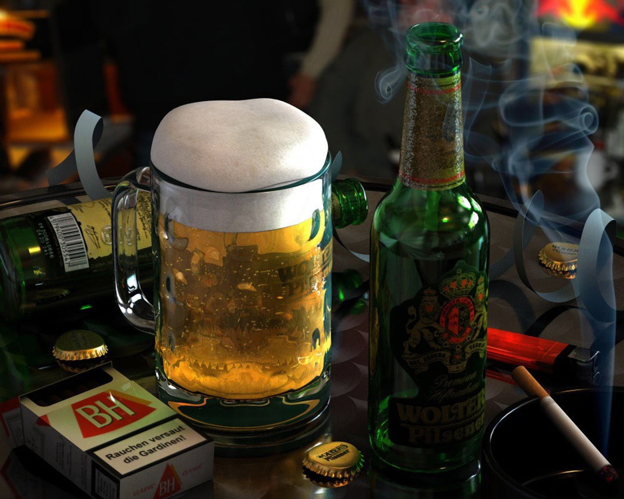 table, 720P, drinking glass, transparent, indoors, clear, bar counter, beer - alcohol, refreshment, bottle, household equipment, beer glass, glass, alcohol, HD Wallpaper