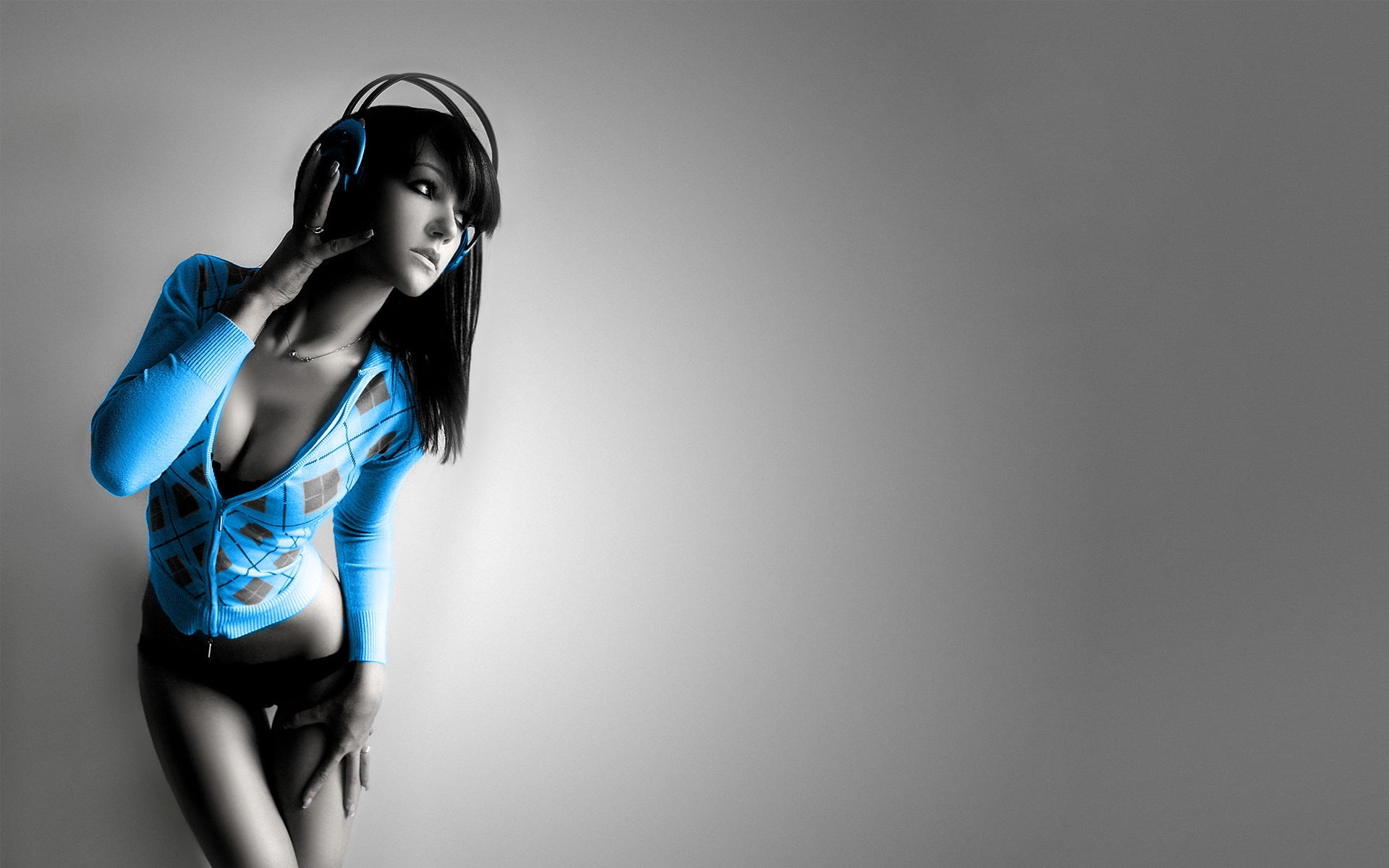 electric, art, entertainment, looking, music, 1080P, hd, artistic, girl, x, tasteful, female, blue, HD Wallpaper