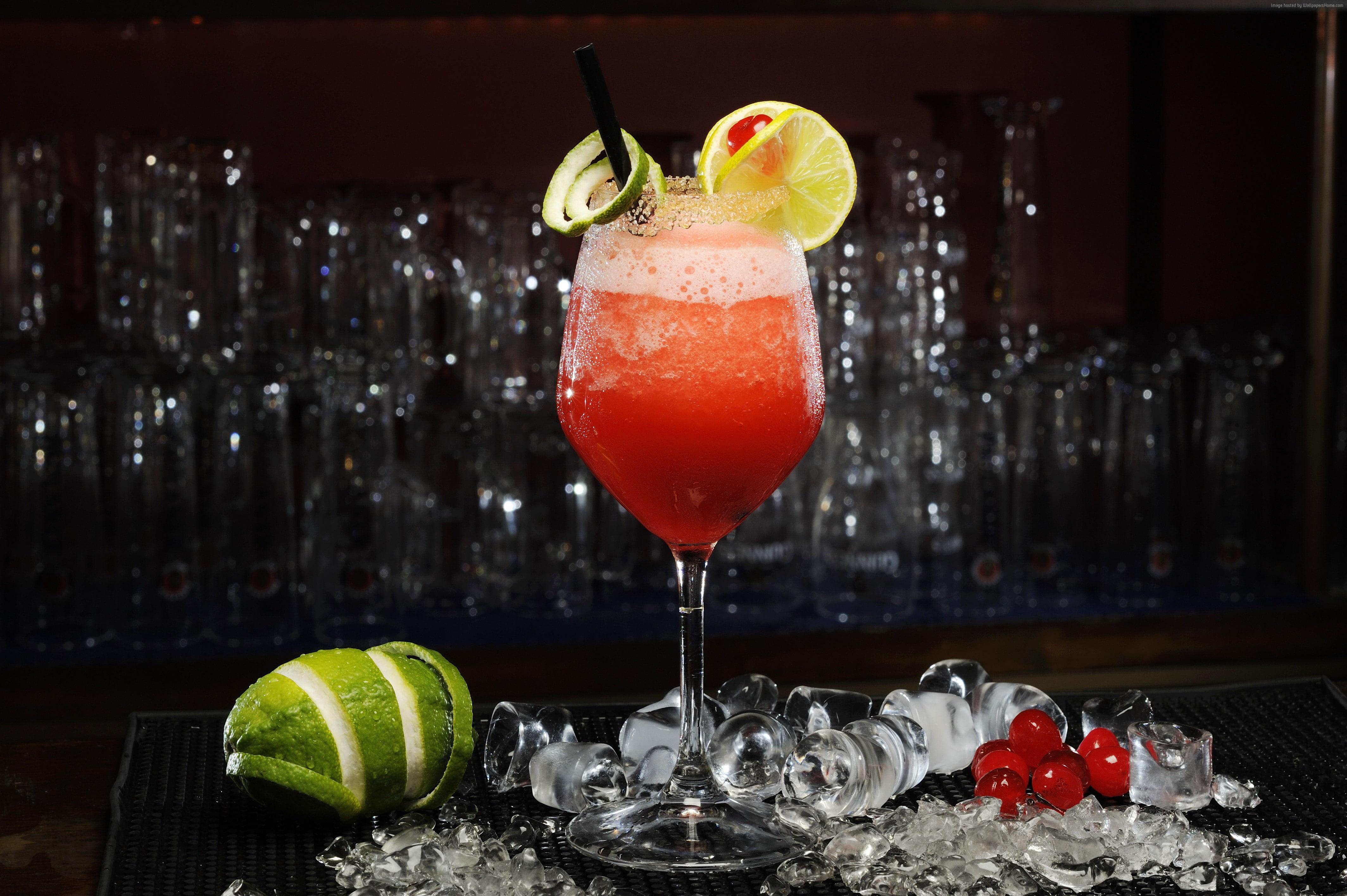 lime, mint, cherry, Daiquiri cocktail, 4K, HD Wallpaper