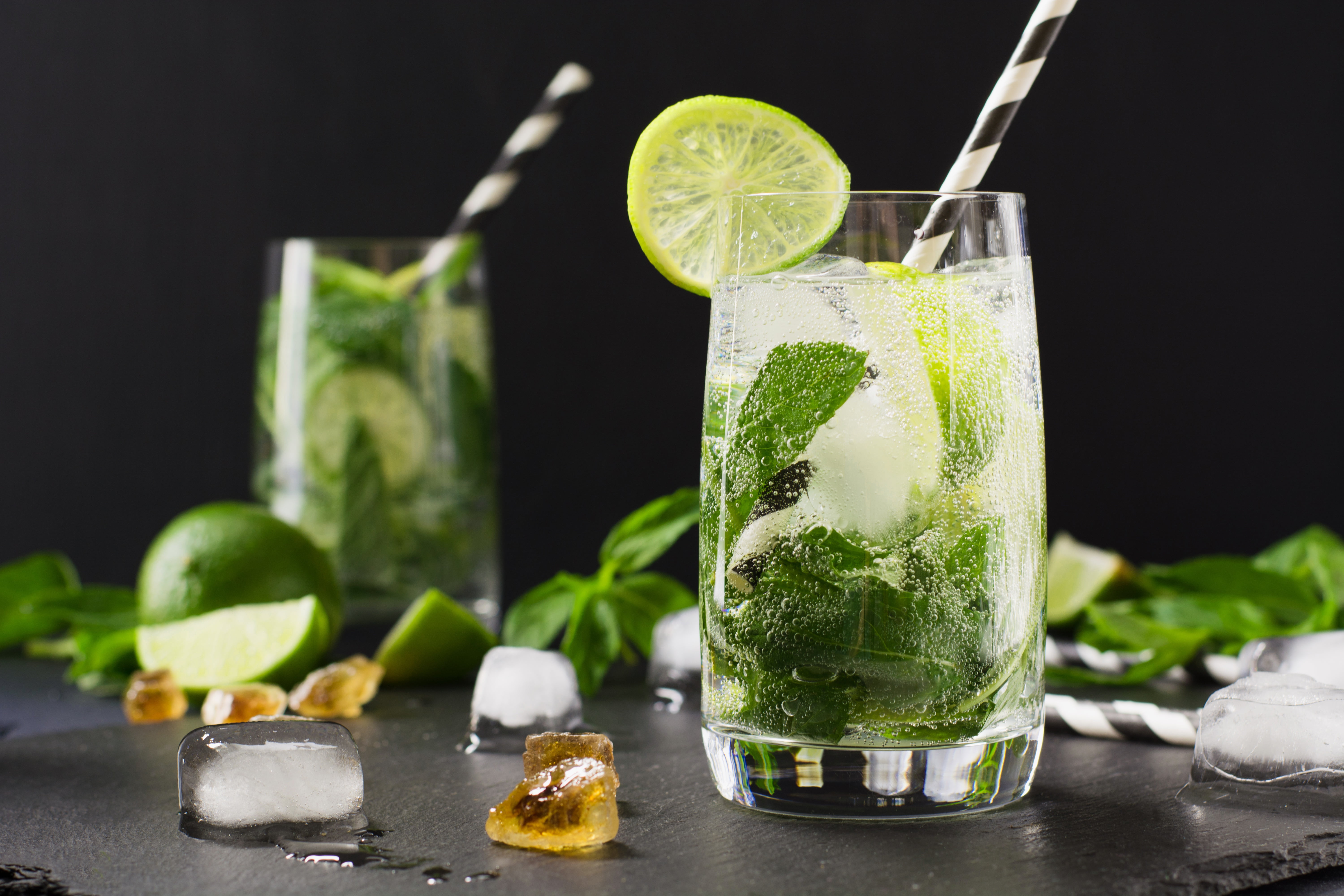 5K, drink, lemon, Cocktail, glasses, mint, Mojito, ice, HD Wallpaper