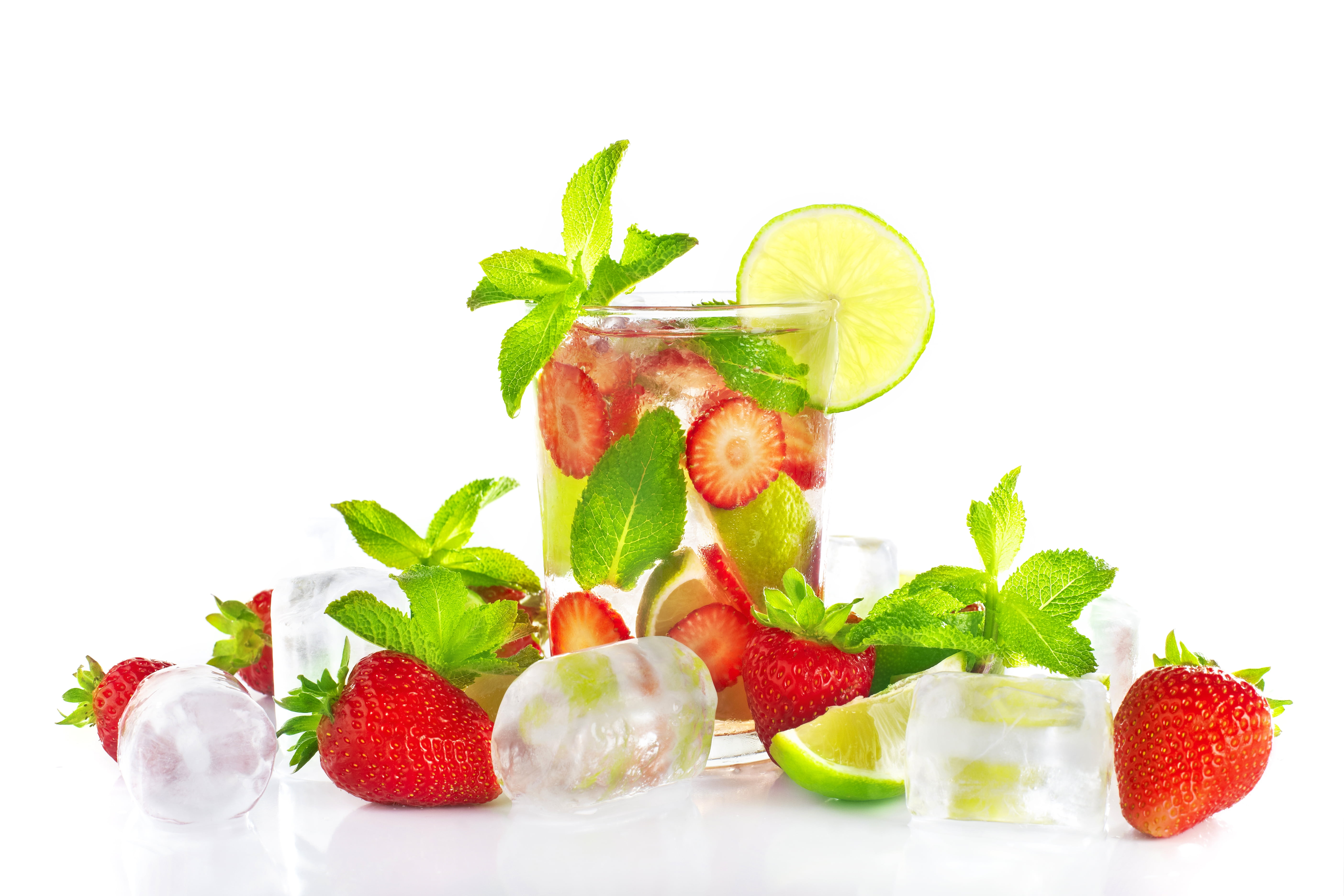 summer, ripe, cocktail, citrus fruit, organic, gourmet, refreshment, indoors, no people, red, white, orange, strawberries, glass, sweet Food, backgrounds, HD Wallpaper