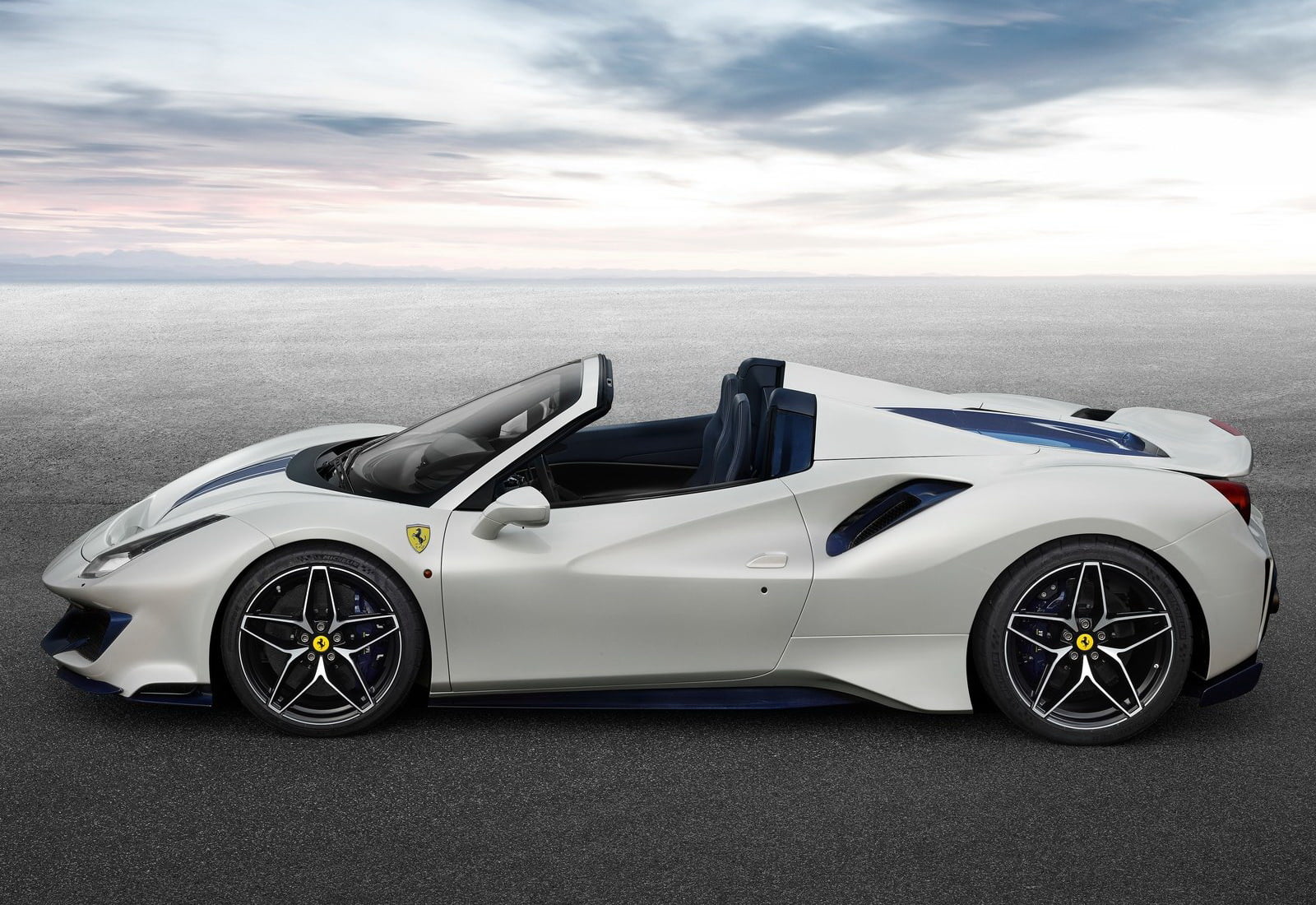 cloud - sky, stationary, metal, 488, ferrari, spider, motor vehicle, wealth, nature, sky, day, transportation, car, luxury, land vehicle, chrome, pista, HD Wallpaper