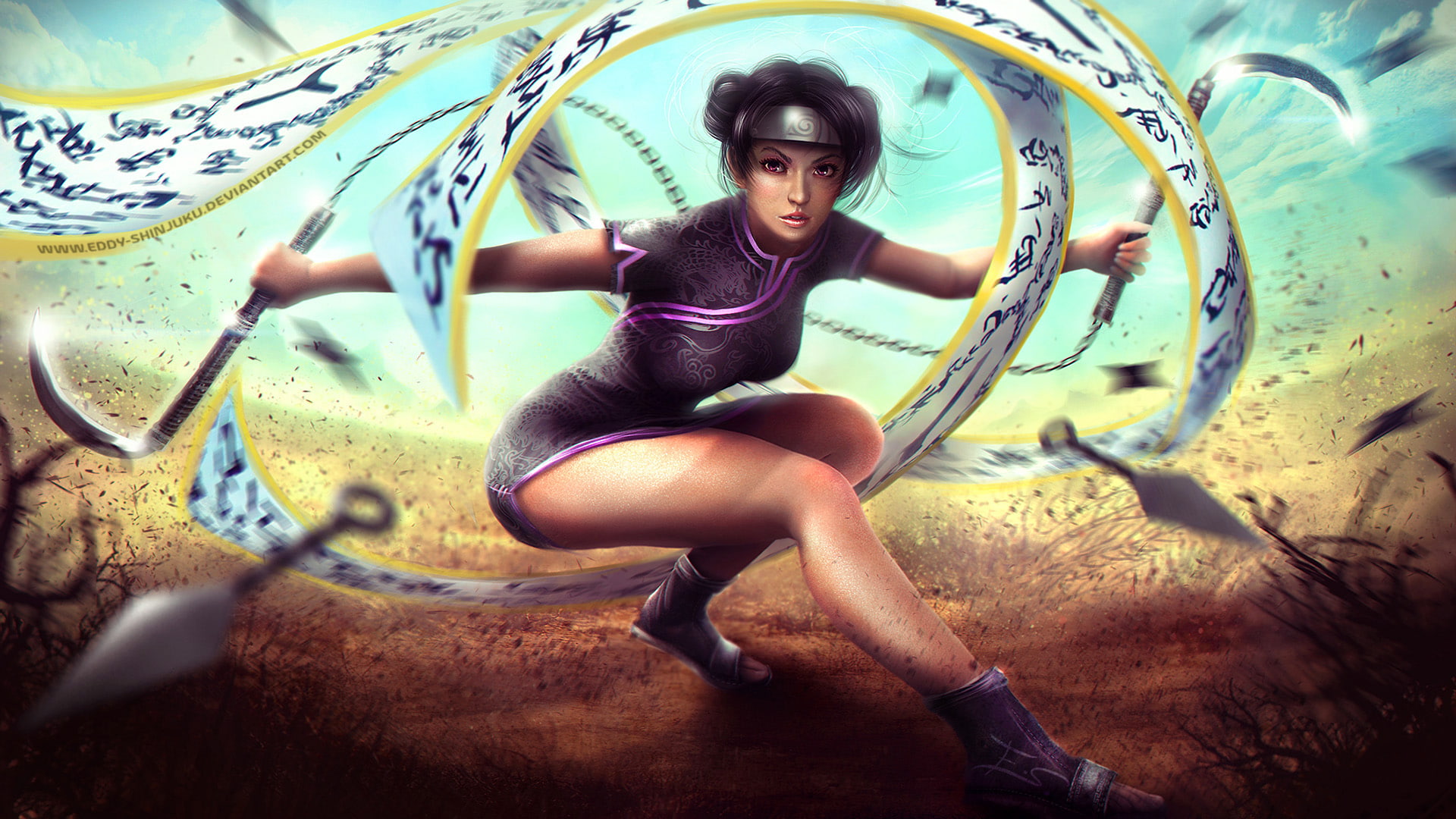 naruto, shippuden, tenten, girls, 1080P, hd, fantasy, HD Wallpaper