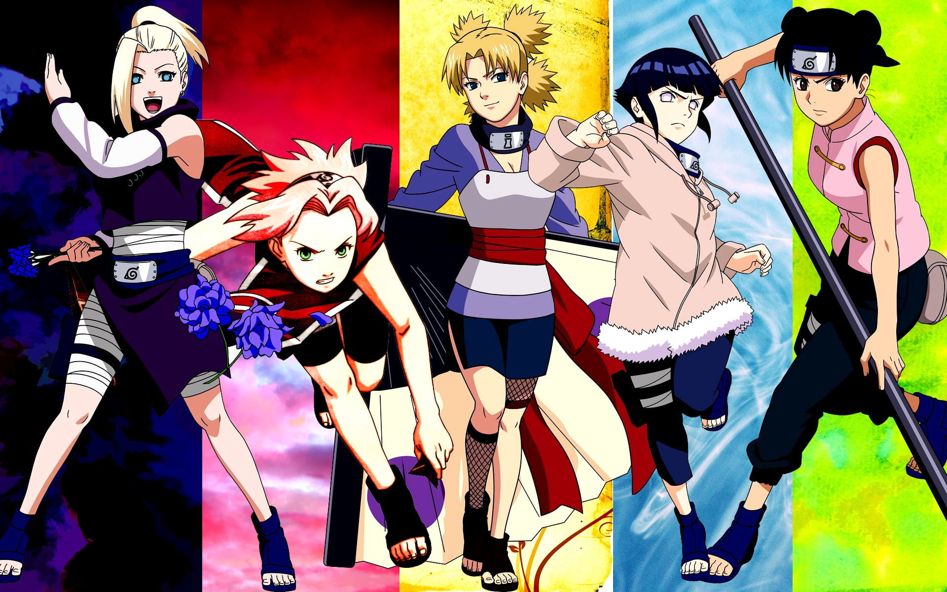 Temari, Hyuuga Hinata, 1080P, panels, Haruno Sakura, Yamanaka Ino, Tenten, HD Wallpaper