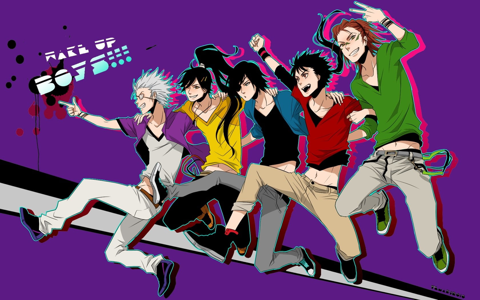togetherness, men, jumping, happiness, women, front view, Sarutobi sasuke, indoors, human arm, young women, Maeda keiji, people, full length, motion, group of people, HD Wallpaper