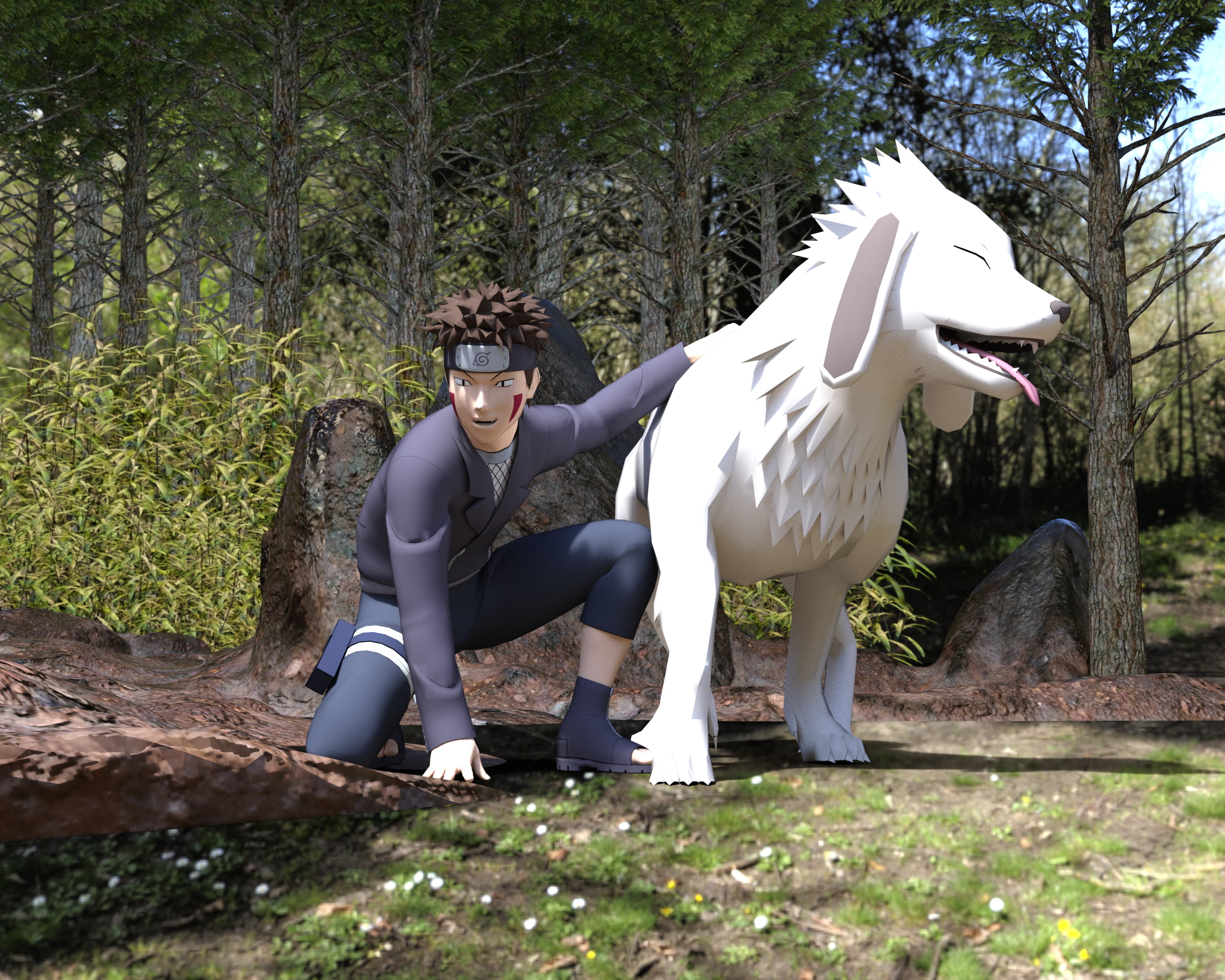 Kiba Inuzuka, Akamaru (Naruto), 2K, Naruto, HD Wallpaper