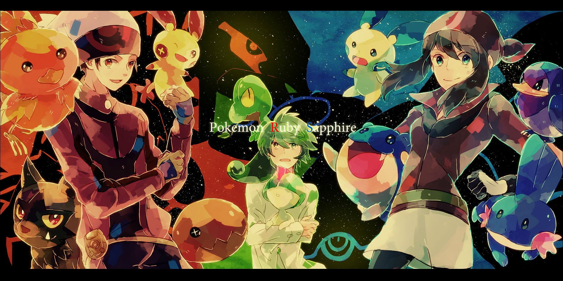 720P, haruka, mitsuru, minun, pokemon, kyogre, groudon, HD Wallpaper
