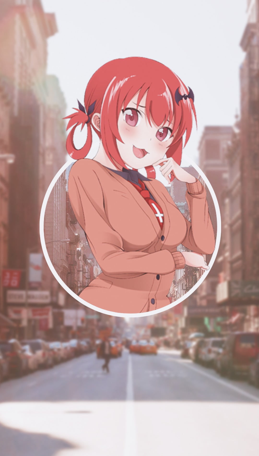 waiting, Satanichia McDowell Kurumizawa, outdoors, lens flare, Gabriel Dropout, picture-in-picture, street, disguise, red, nature, 720P, day, one person, Phone HD Wallpaper